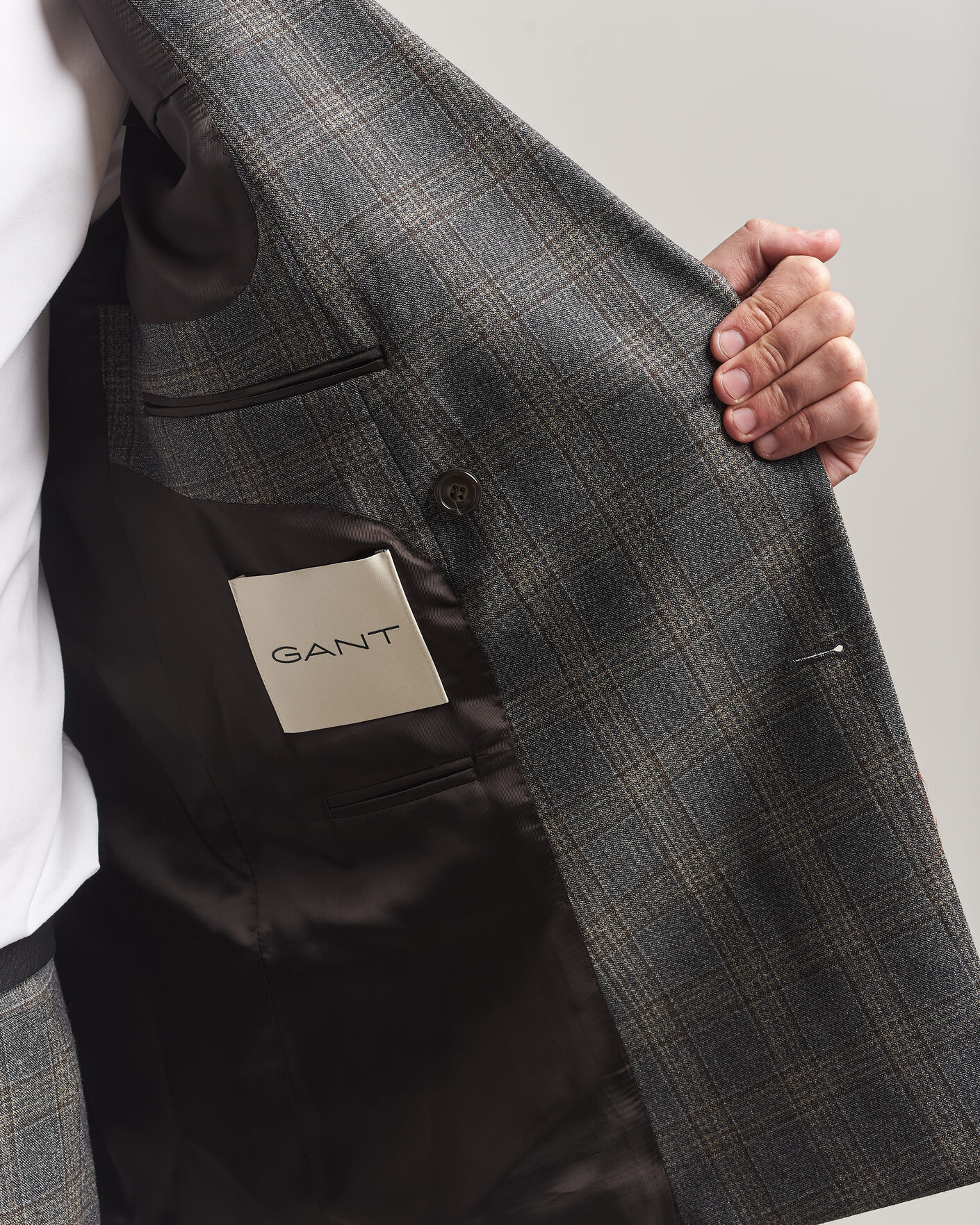 Herre | Dressjakker | Gant | Wool Glencheck Double Breasted Blazer Ceramic Grey