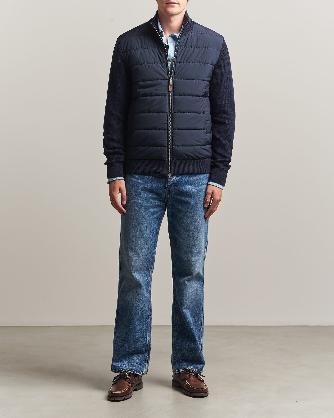 Herre | Gensere | Gant | Hybrid Full Zip Evening Blue