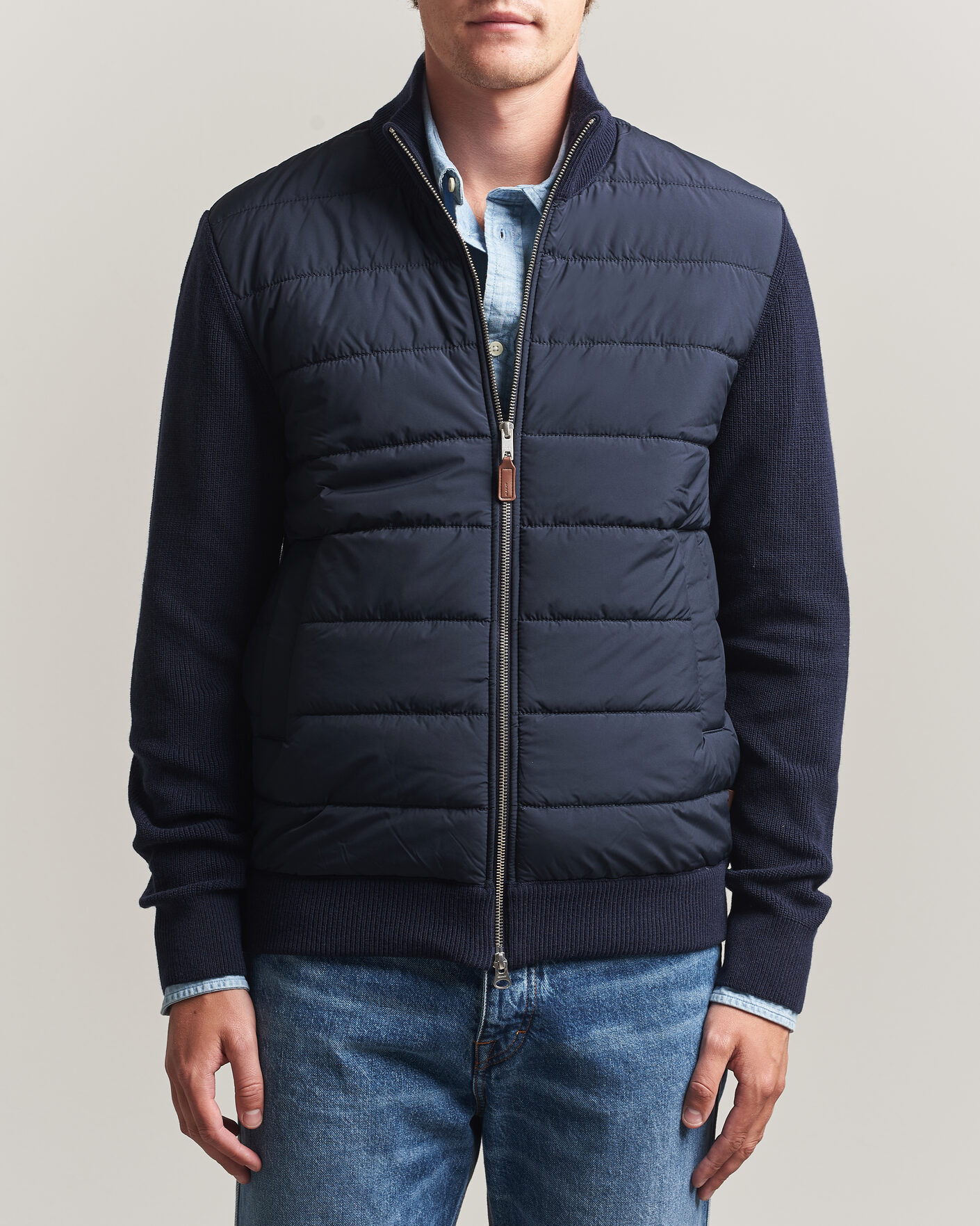 Herre | Gensere | Gant | Hybrid Full Zip Evening Blue