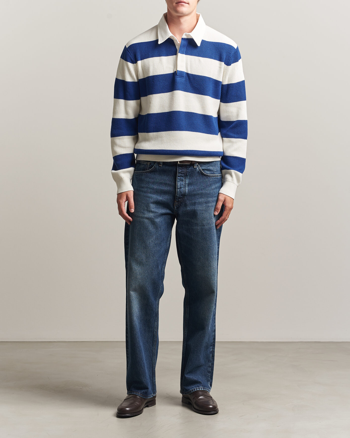 Herre | Gensere | Gant | Cotton/Merino Knitted Striped Rugger Cream
