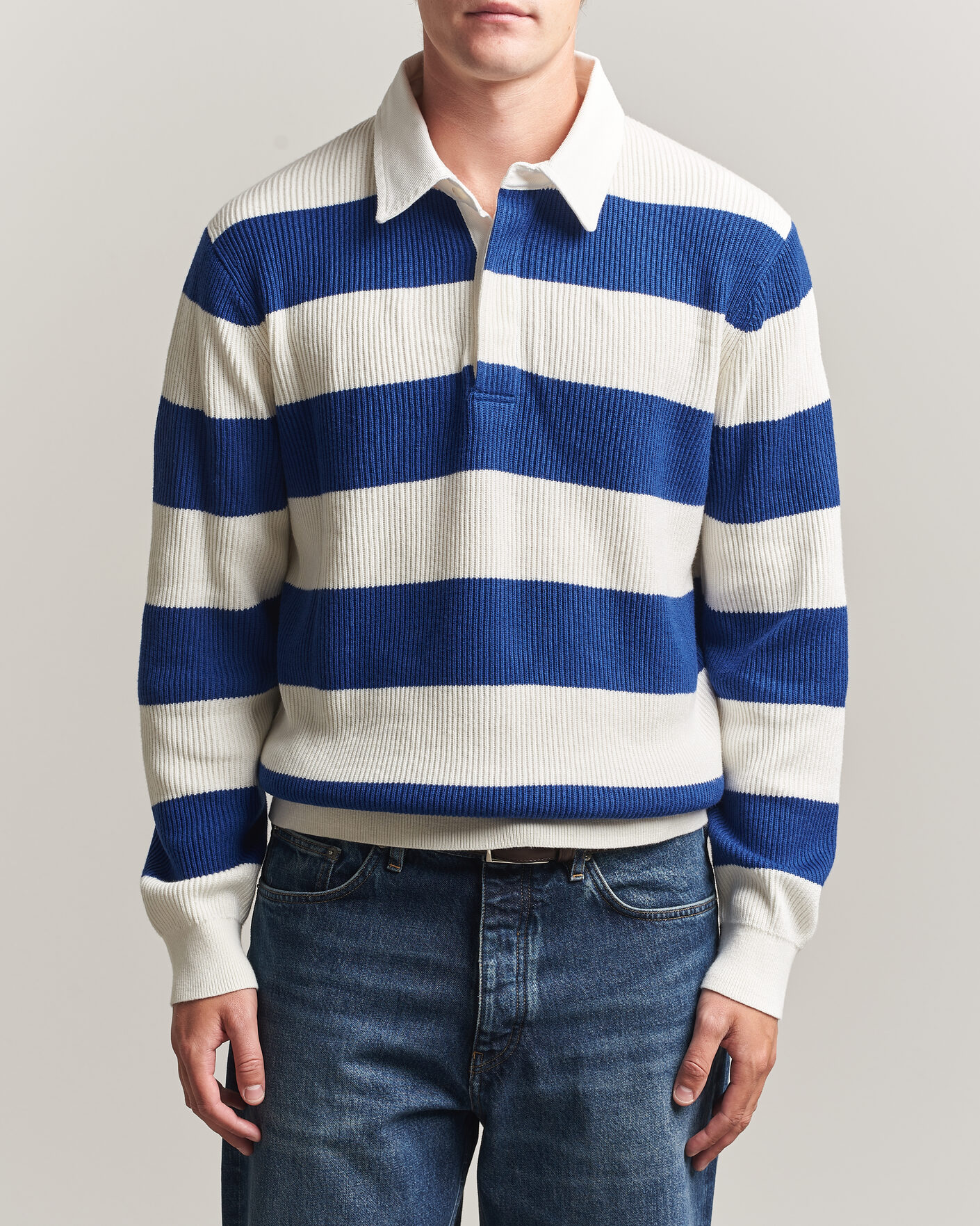 Herre | Gensere | Gant | Cotton/Merino Knitted Striped Rugger Cream