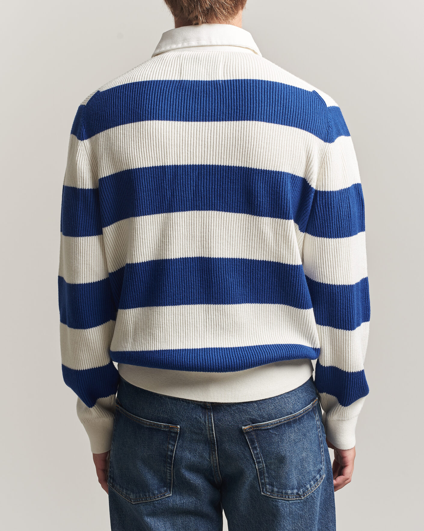 Herre | Gensere | Gant | Cotton/Merino Knitted Striped Rugger Cream
