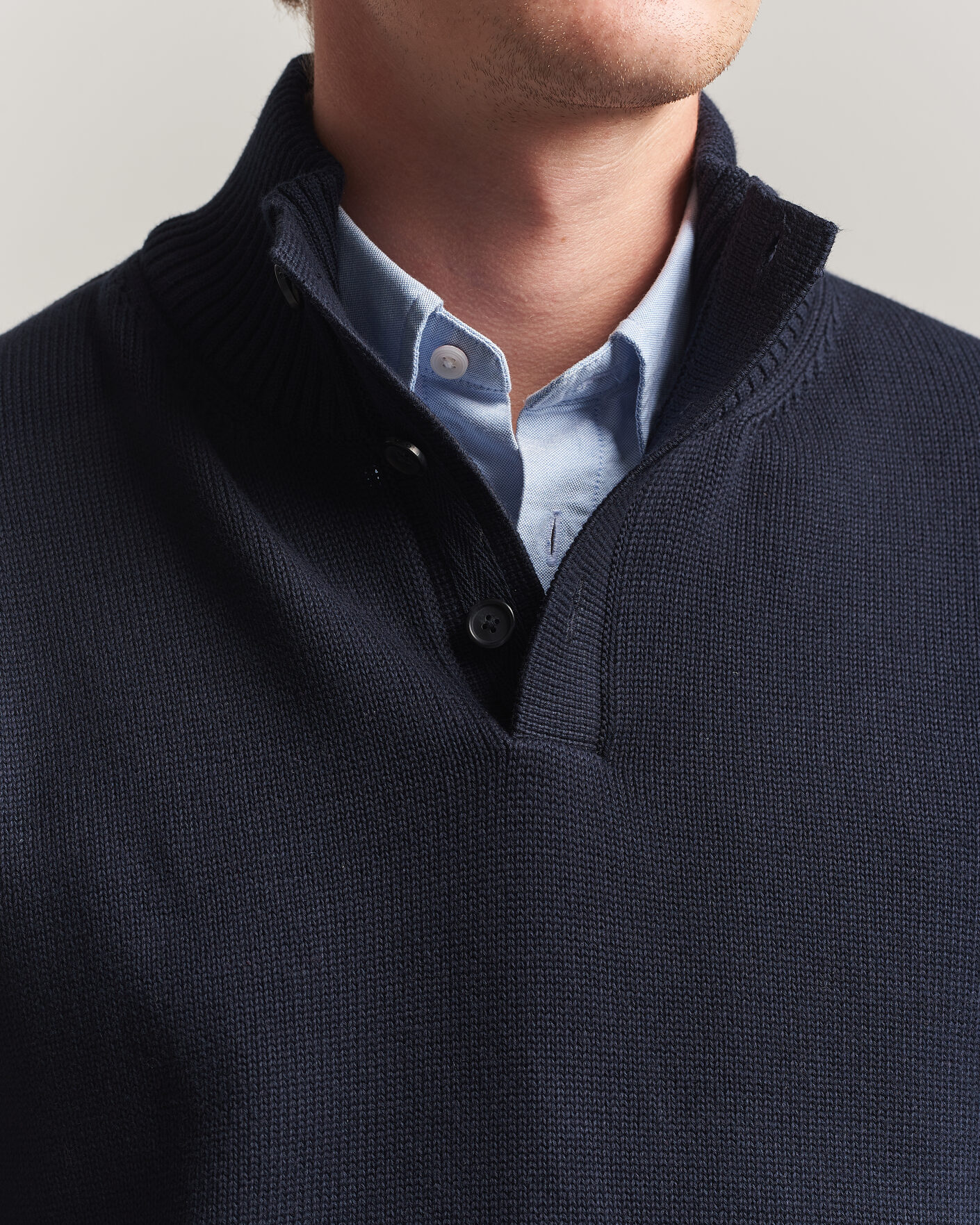 Herre | Gensere | Gant | Supima Cotton Half Buttoned Neck Evening Blue