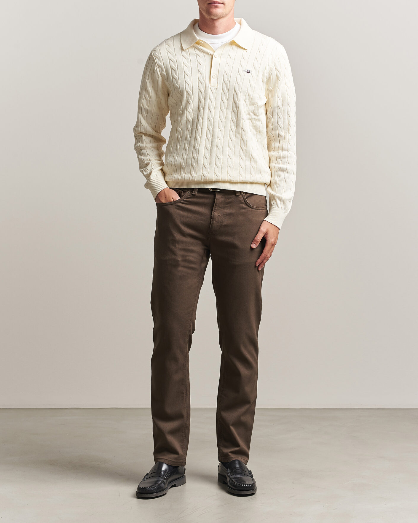 Herre | Gensere | Gant | Cotton Cable Polo Cream