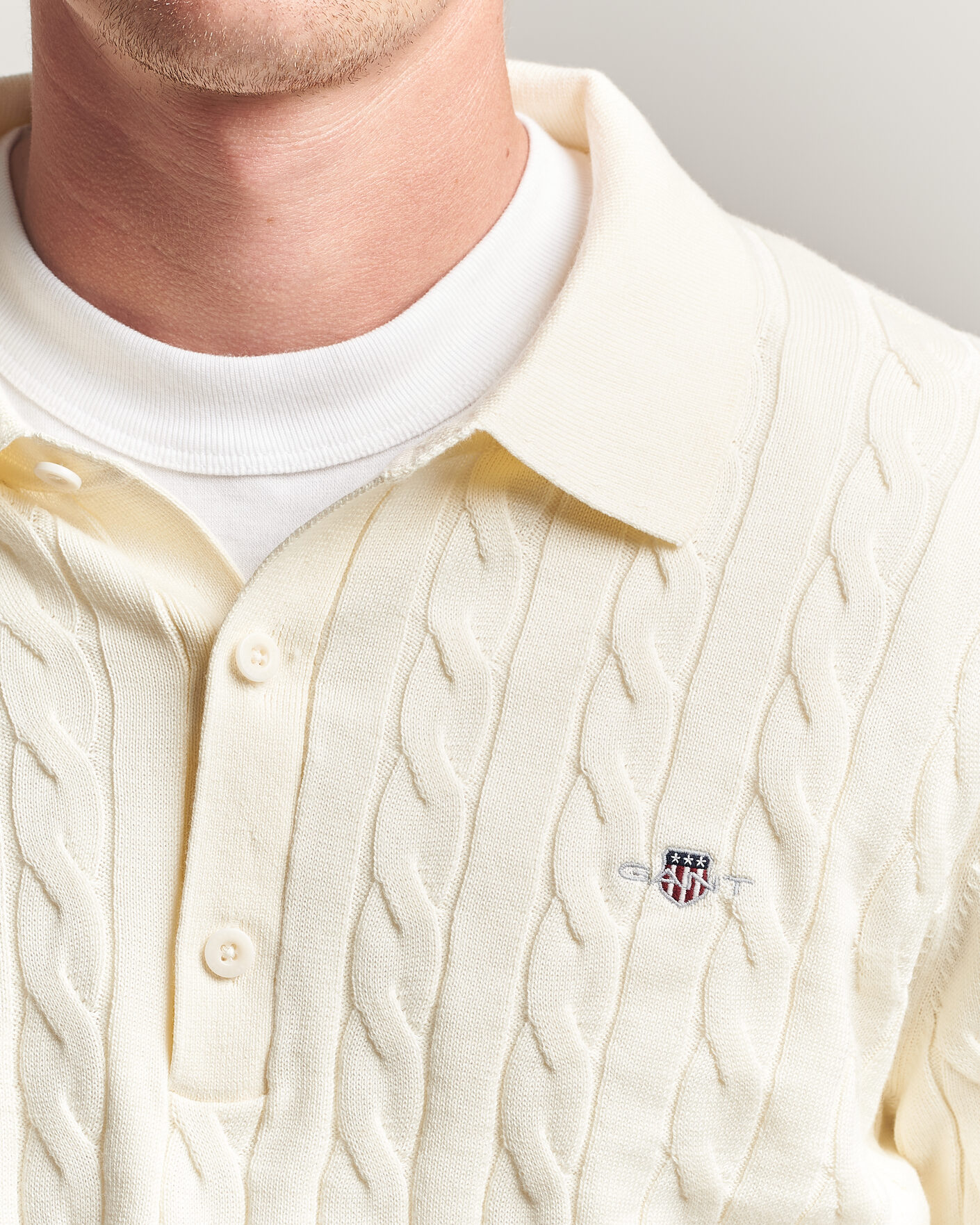Herre | Gensere | Gant | Cotton Cable Polo Cream