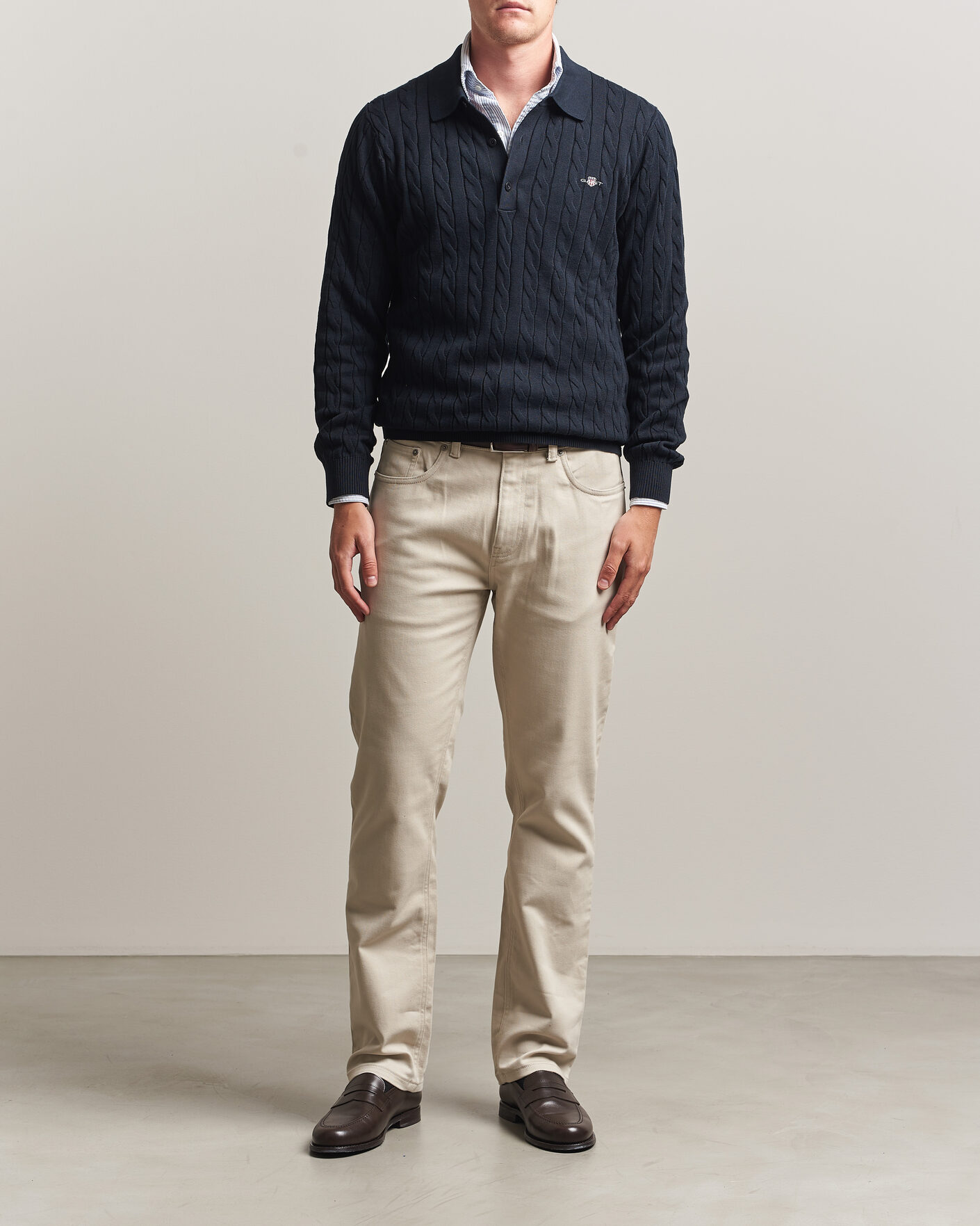 Herre | Gensere | Gant | Cotton Cable Polo Evening Blue