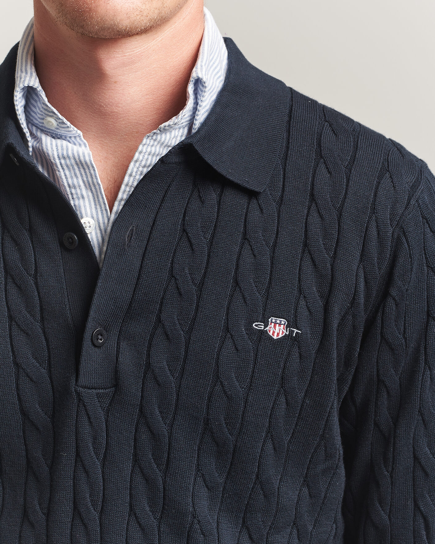 Herre | Gensere | Gant | Cotton Cable Polo Evening Blue
