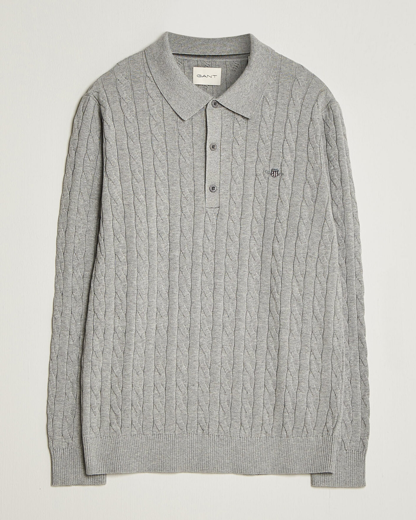 Herre | Gensere | Gant | Cotton Cable Polo Grey Melange
