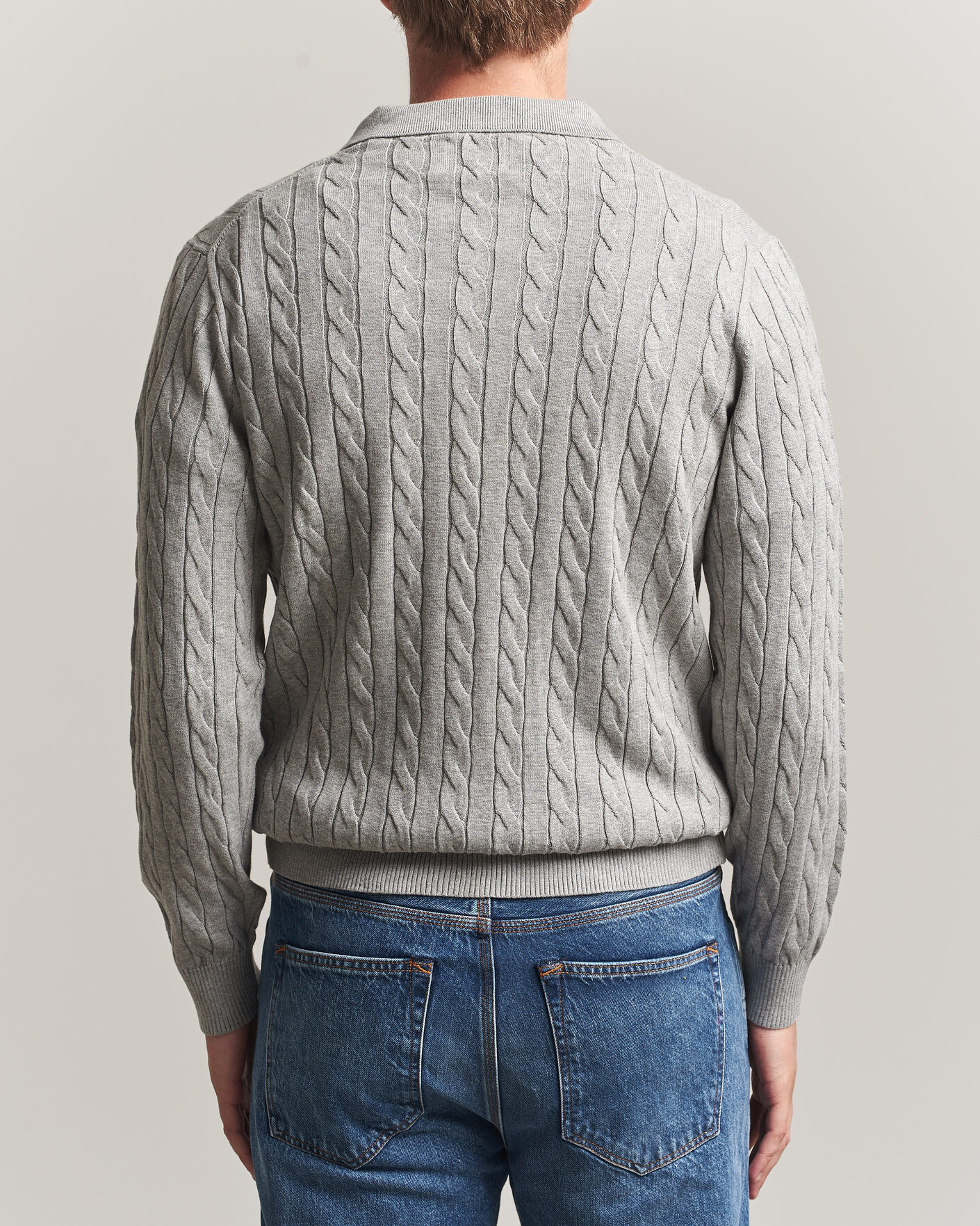 Herre | Gensere | Gant | Cotton Cable Polo Grey Melange