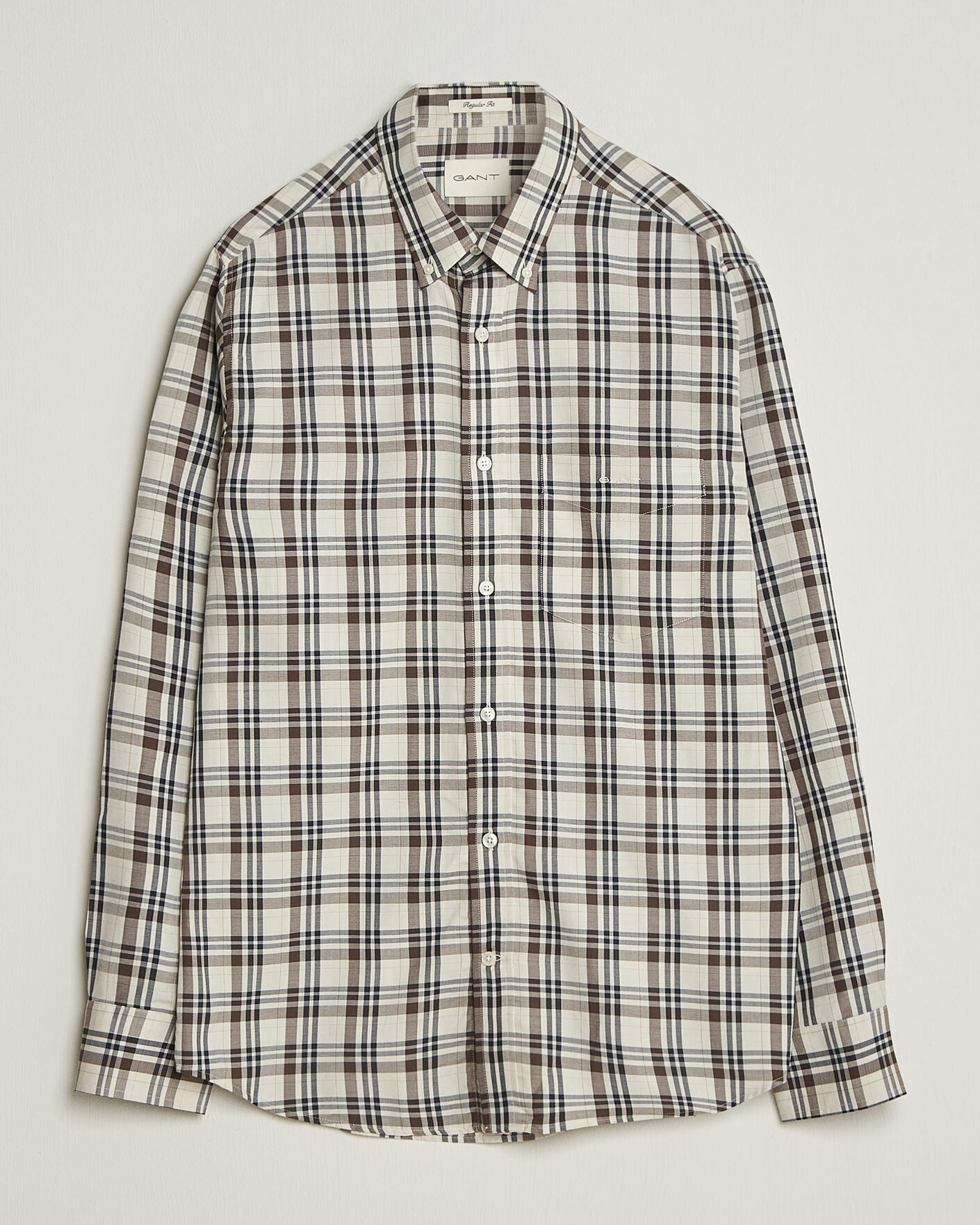 Herre | Skjorter | Gant | Regular Fit Twill Checked Shirt Sand