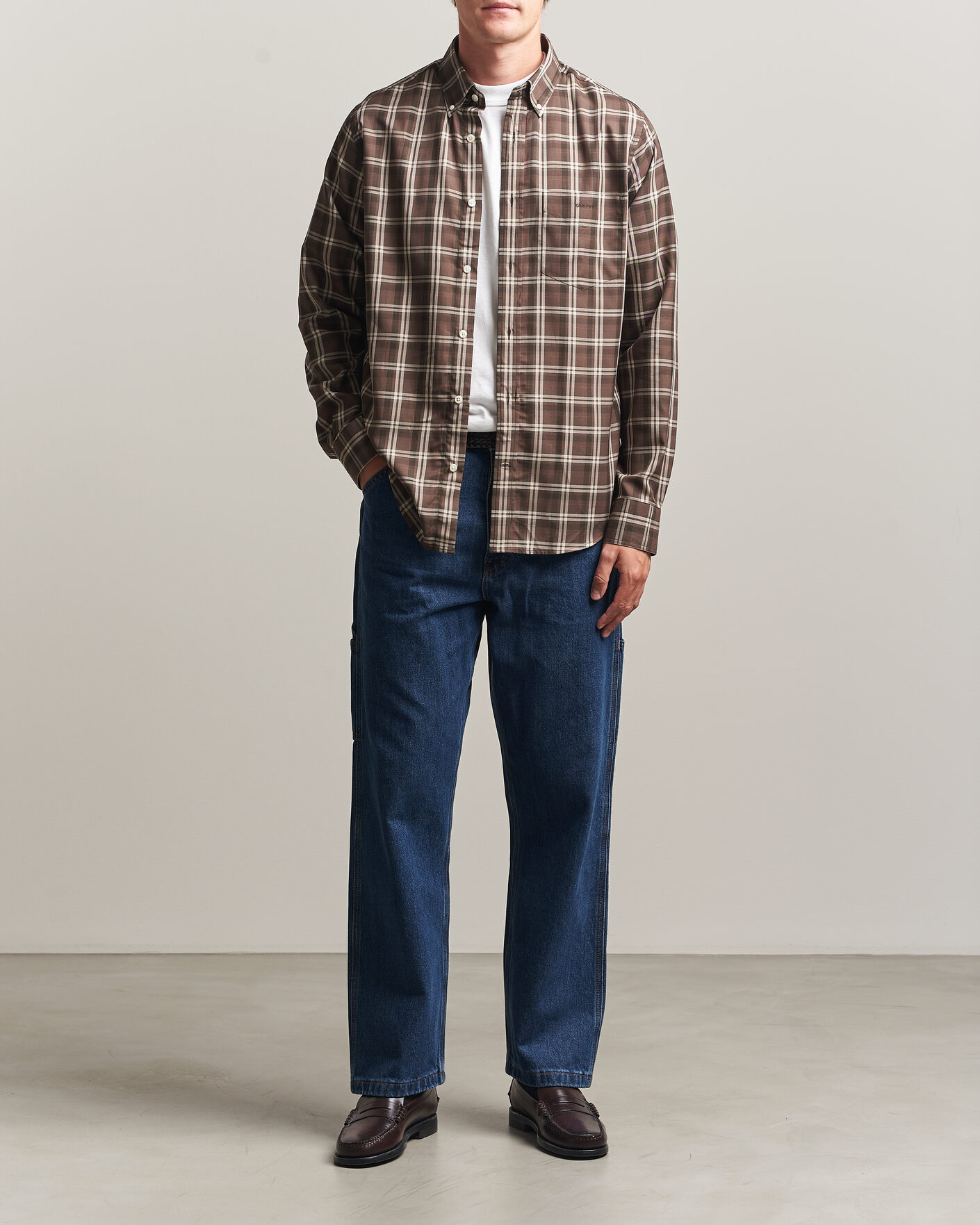 Herre | Skjorter | Gant | Regular Fit Twill Checked Shirt Faded Taupe