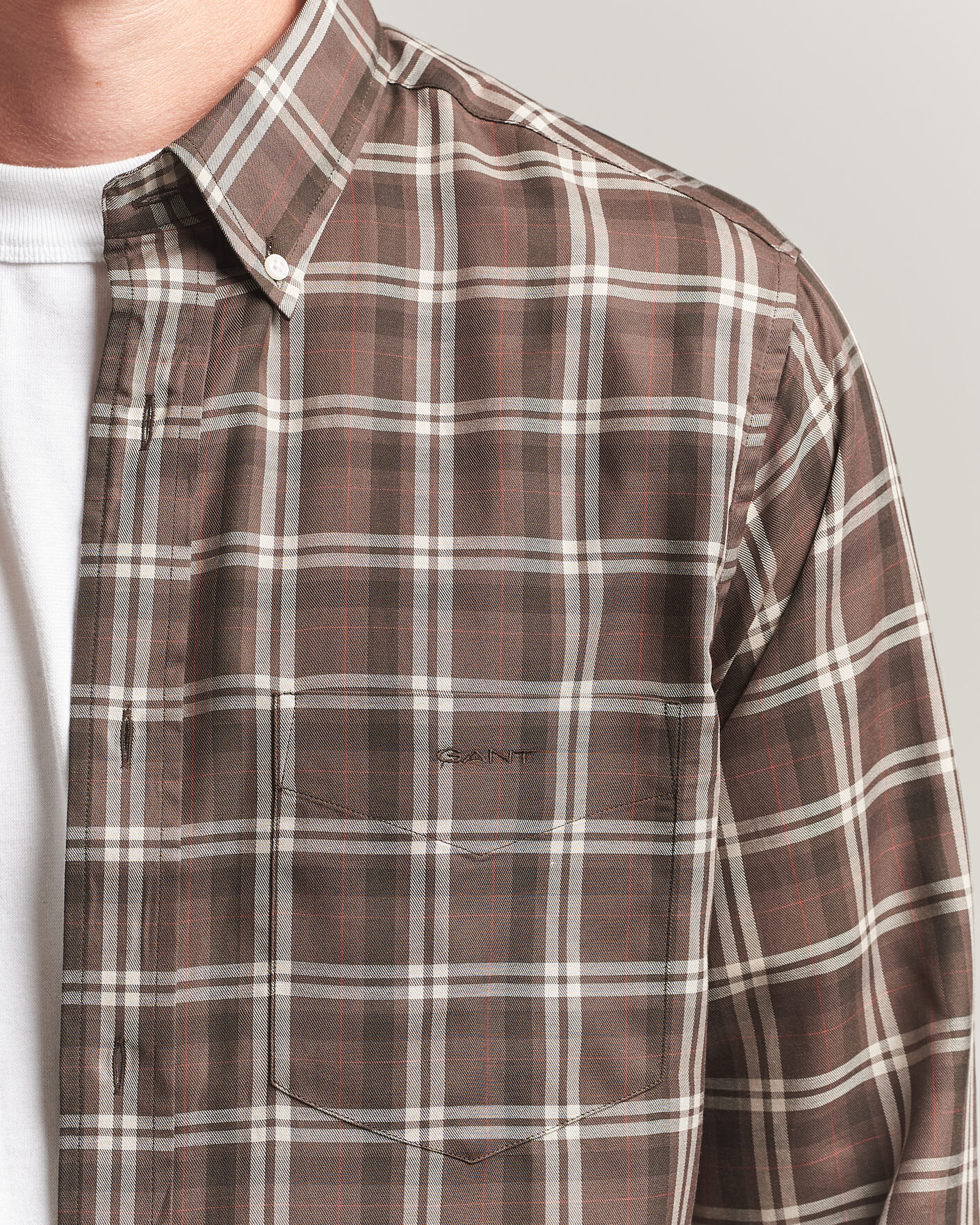 Herre | Skjorter | Gant | Regular Fit Twill Checked Shirt Faded Taupe