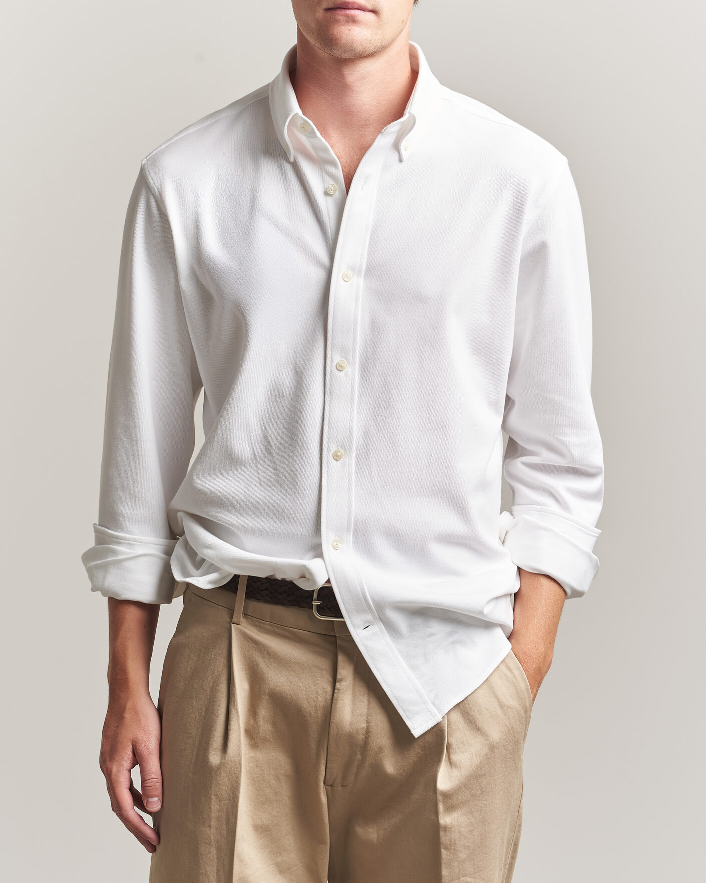 Herre | Skjorter | Gant | Regular Fit Jersey Pique Shirt White