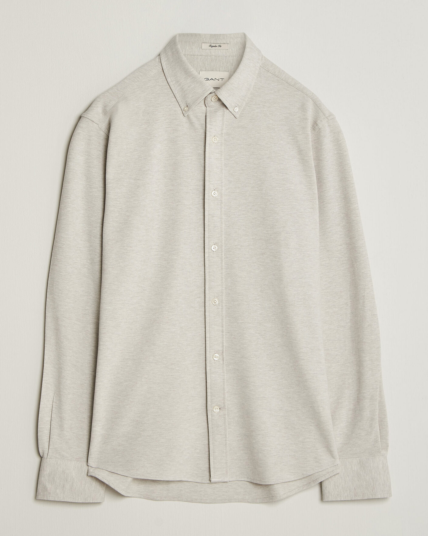 Herre | Skjorter | Gant | Regular Fit Jersey Pique Shirt Light Beige Melange