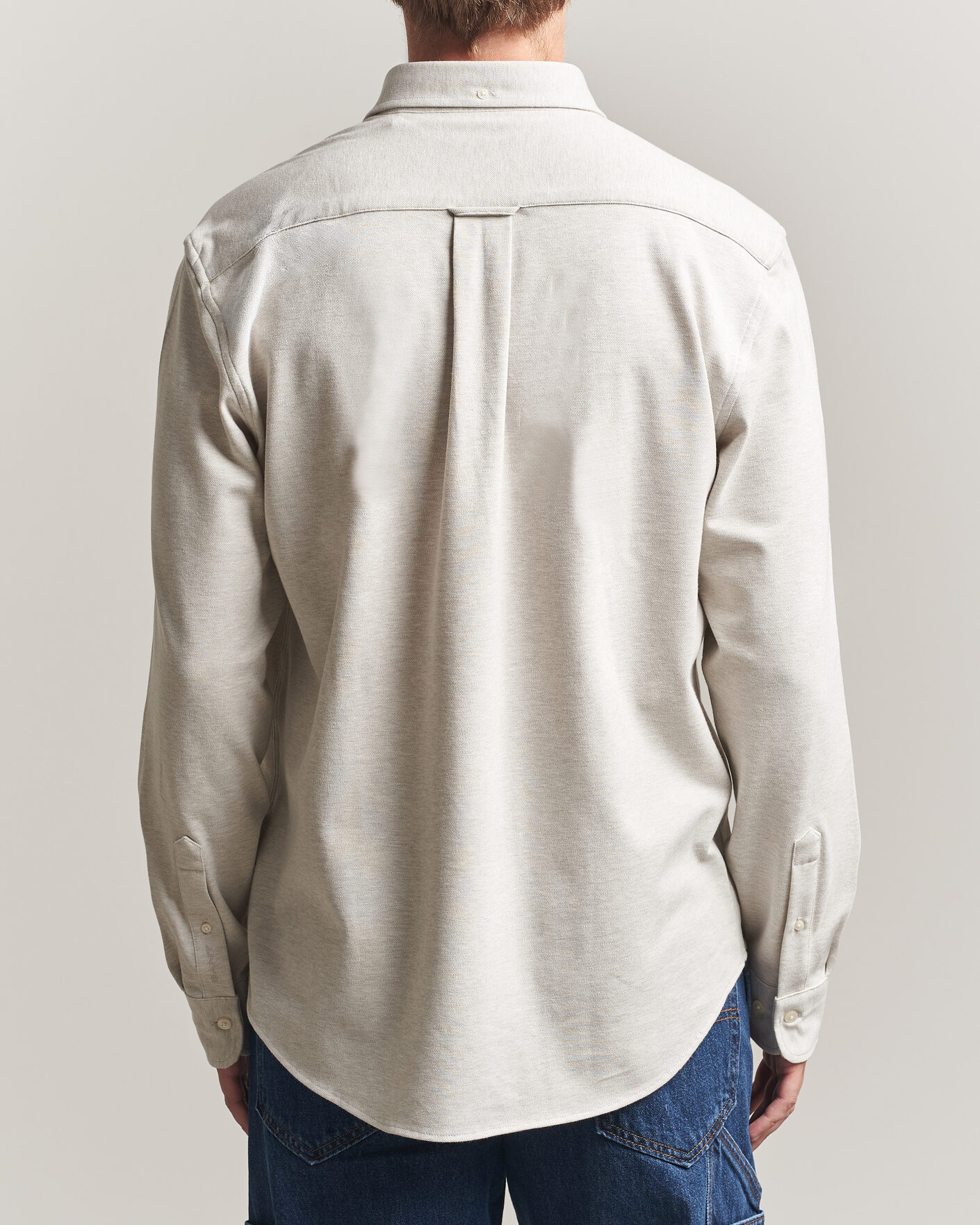 Herre | Skjorter | Gant | Regular Fit Jersey Pique Shirt Light Beige Melange