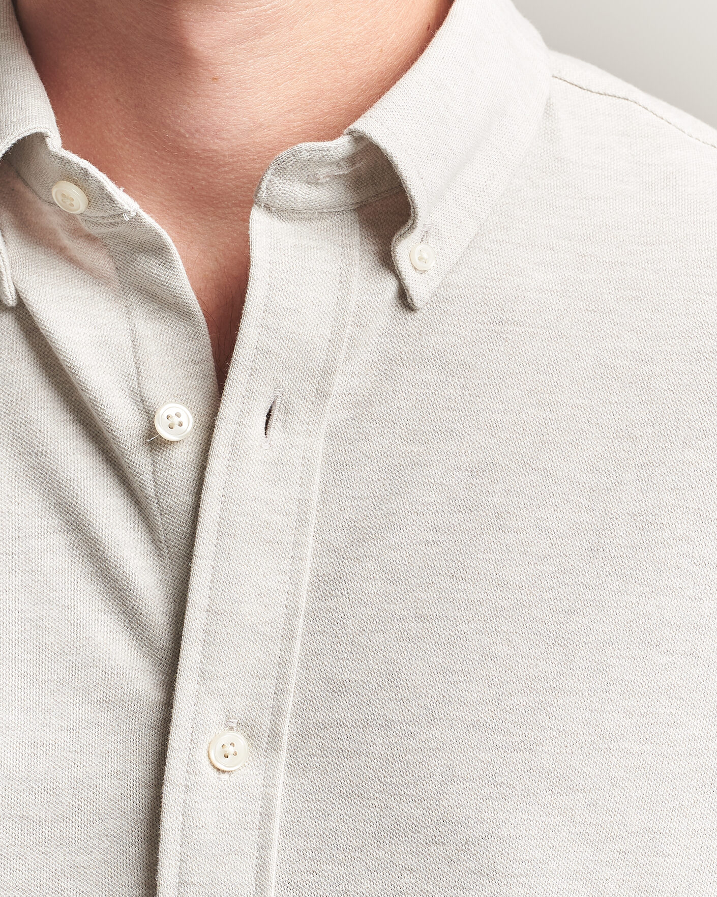 Herre | Skjorter | Gant | Regular Fit Jersey Pique Shirt Light Beige Melange