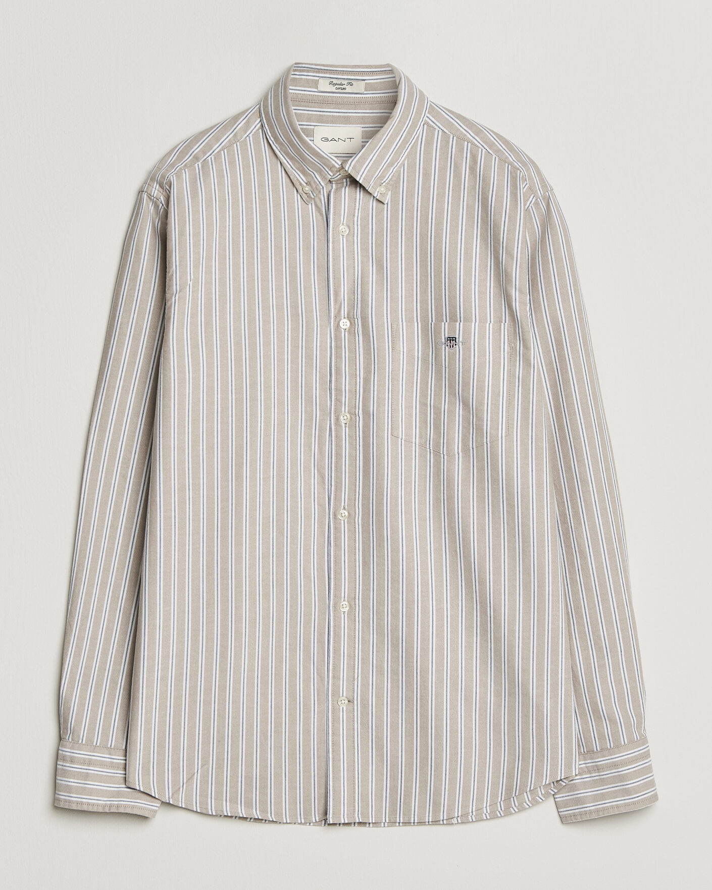 Herre | Skjorter | Gant | Regular Fit Classic Striped Oxford Shirt Light Taupe