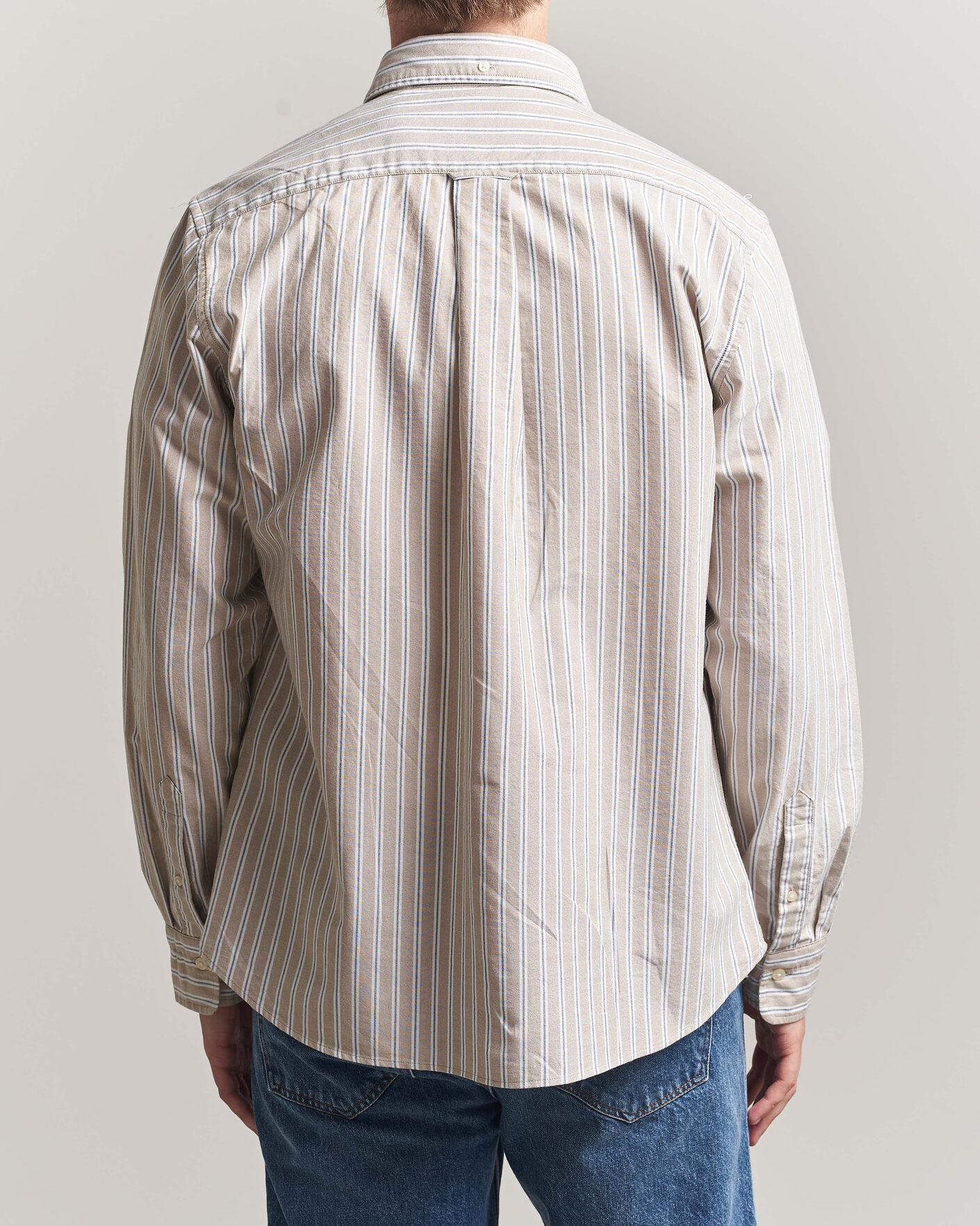 Herre | Skjorter | Gant | Regular Fit Classic Striped Oxford Shirt Light Taupe