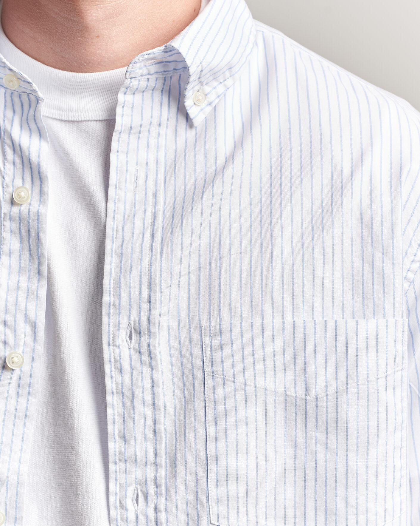 Herre | Skjorter | Gant | YALE Regular Fit Striped Oxford Shirt Light Blue