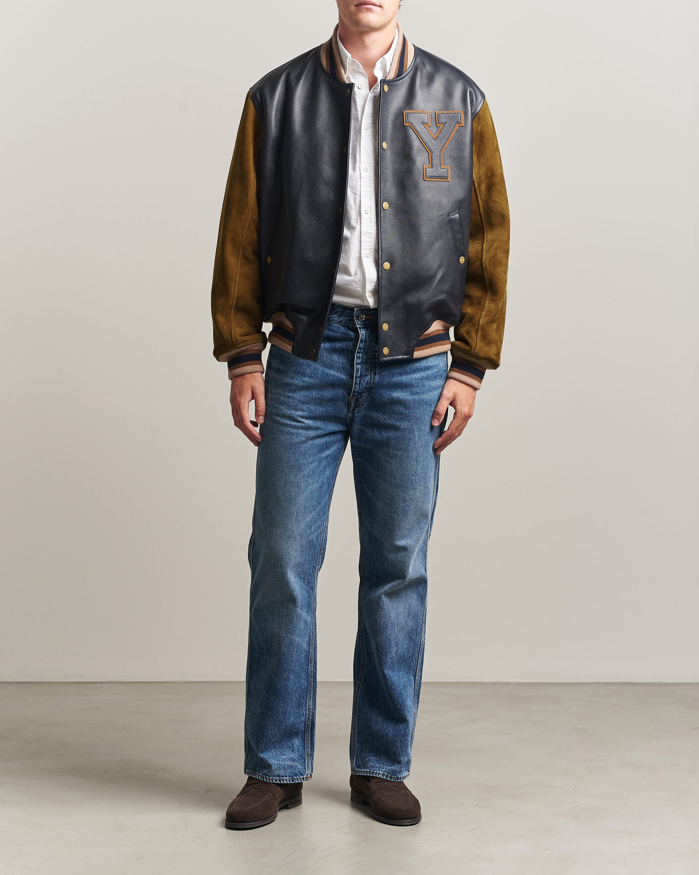 Herre | Jakker | Gant | YALE Suede/Leather Varsity Jacket Navy