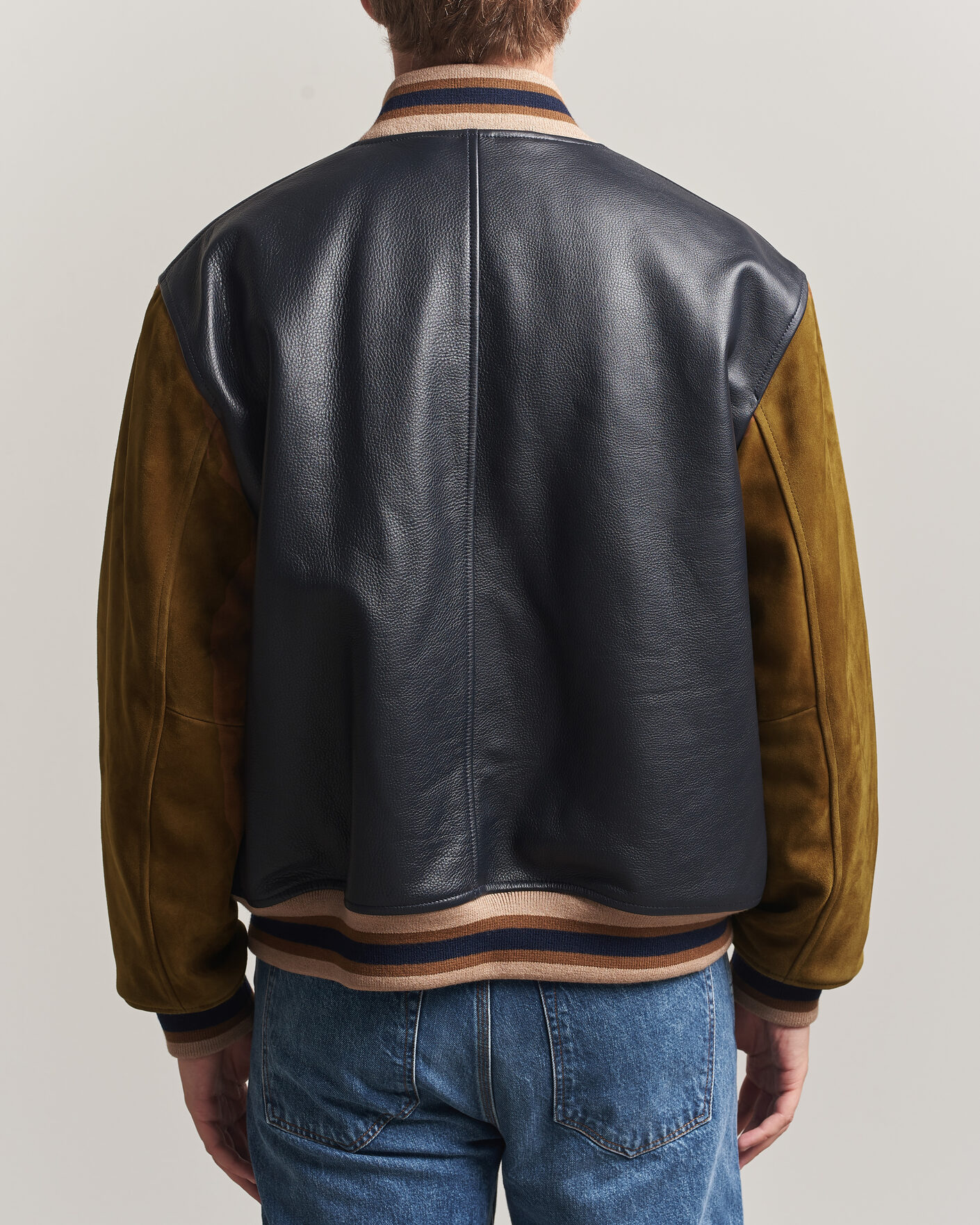 Herre | Jakker | Gant | YALE Suede/Leather Varsity Jacket Navy