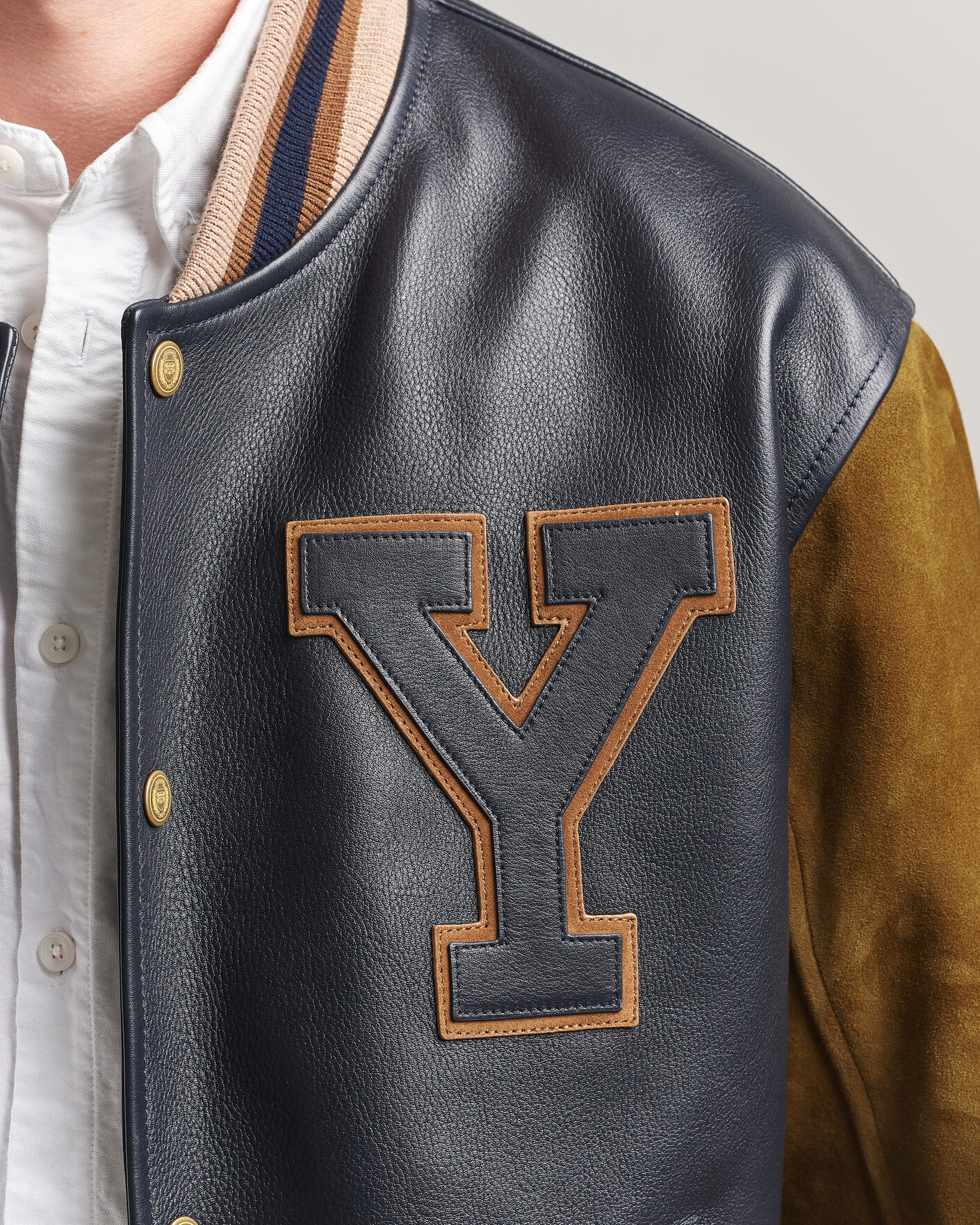Herre | Jakker | Gant | YALE Suede/Leather Varsity Jacket Navy