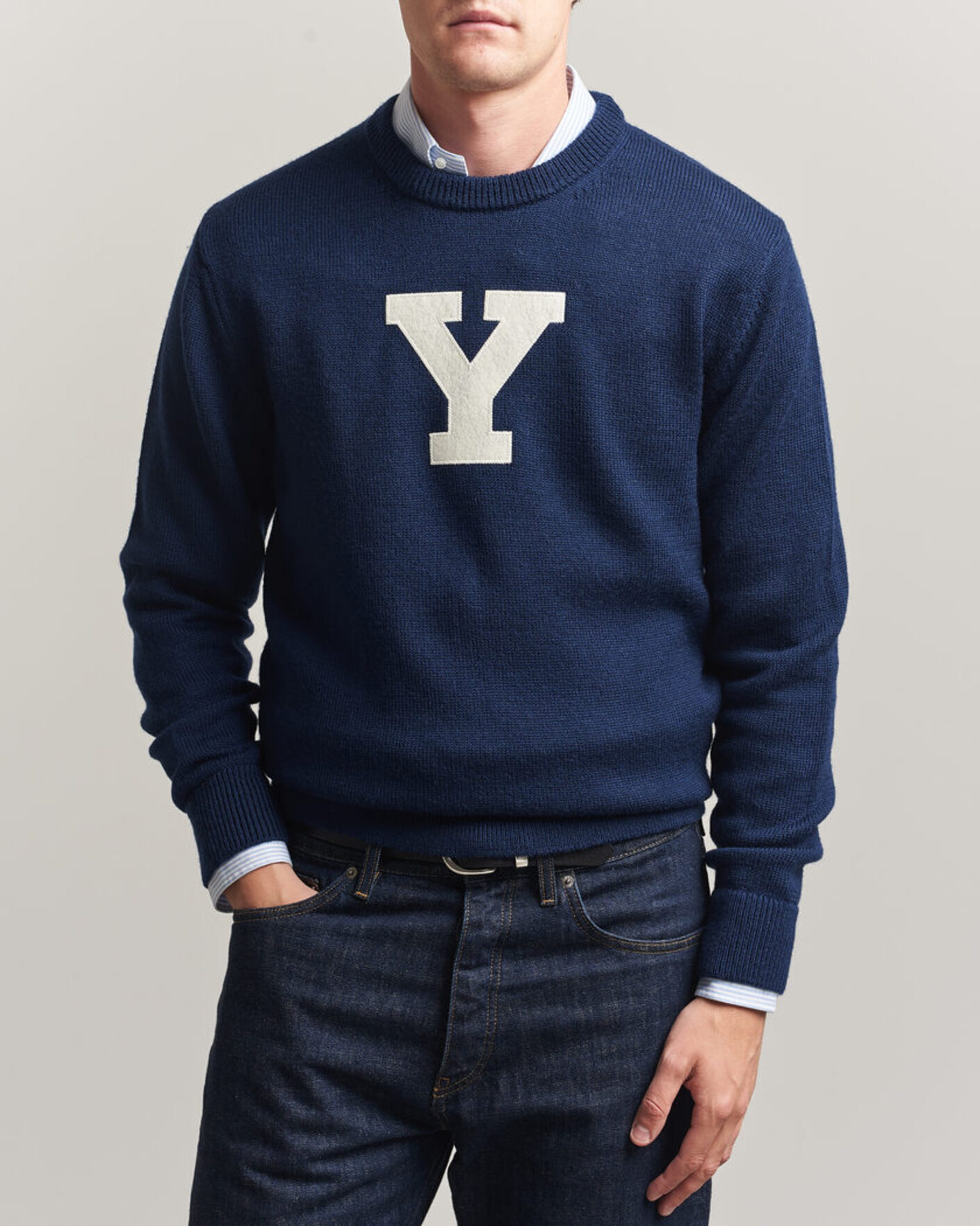 Herre | Gensere | Gant | YALE Merino Crew Neck Marine