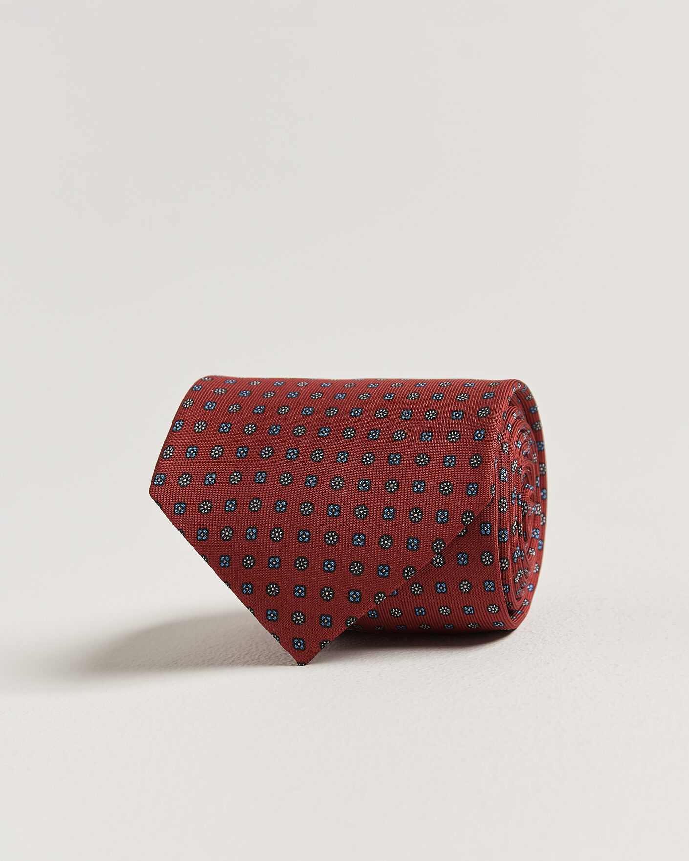 Herre | Slips | E. Marinella | 3-Fold Printed Silk Tie Dark Red