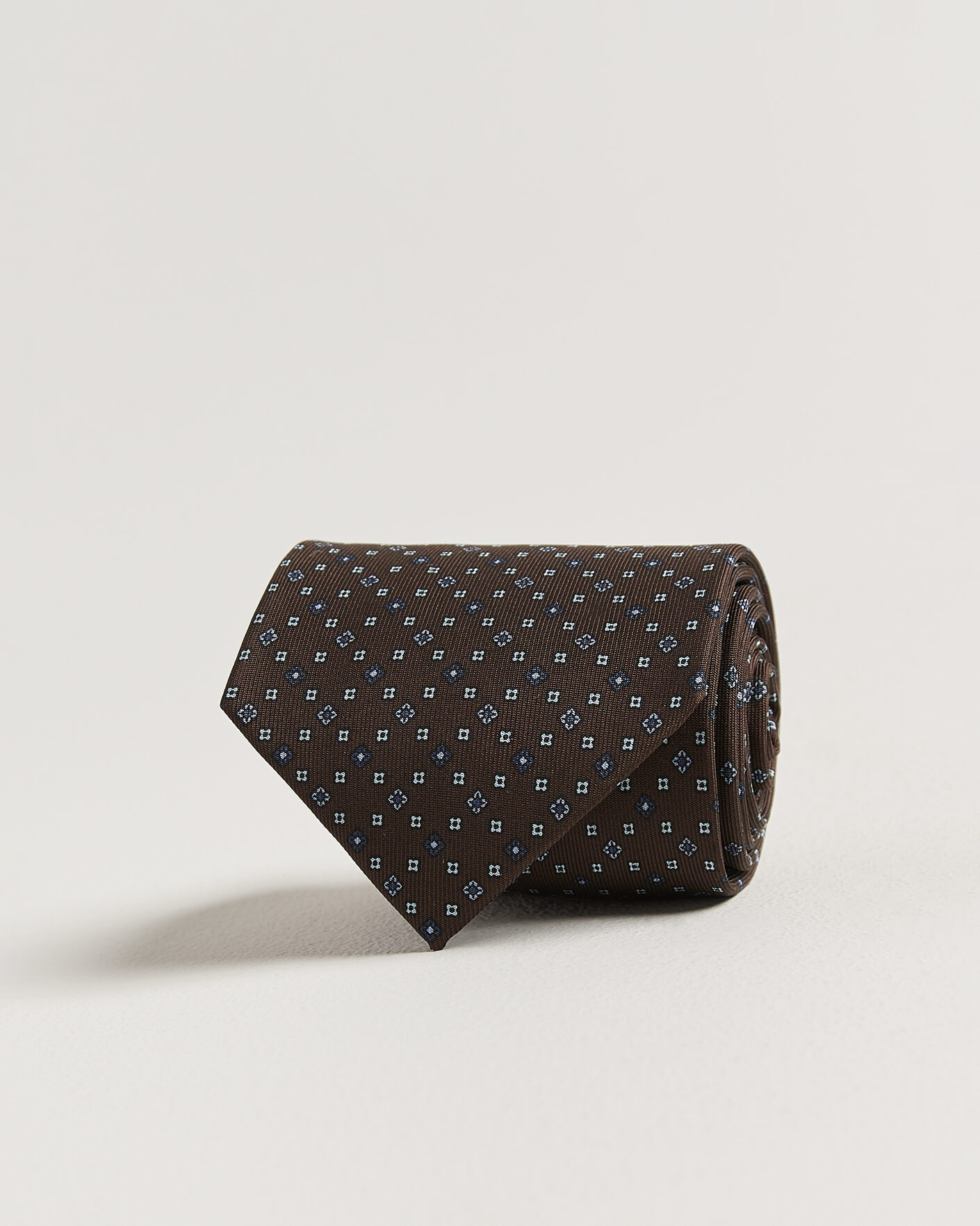 Herre | Nytt i butikken | E. Marinella | 3-Fold Printed Silk Tie Brown