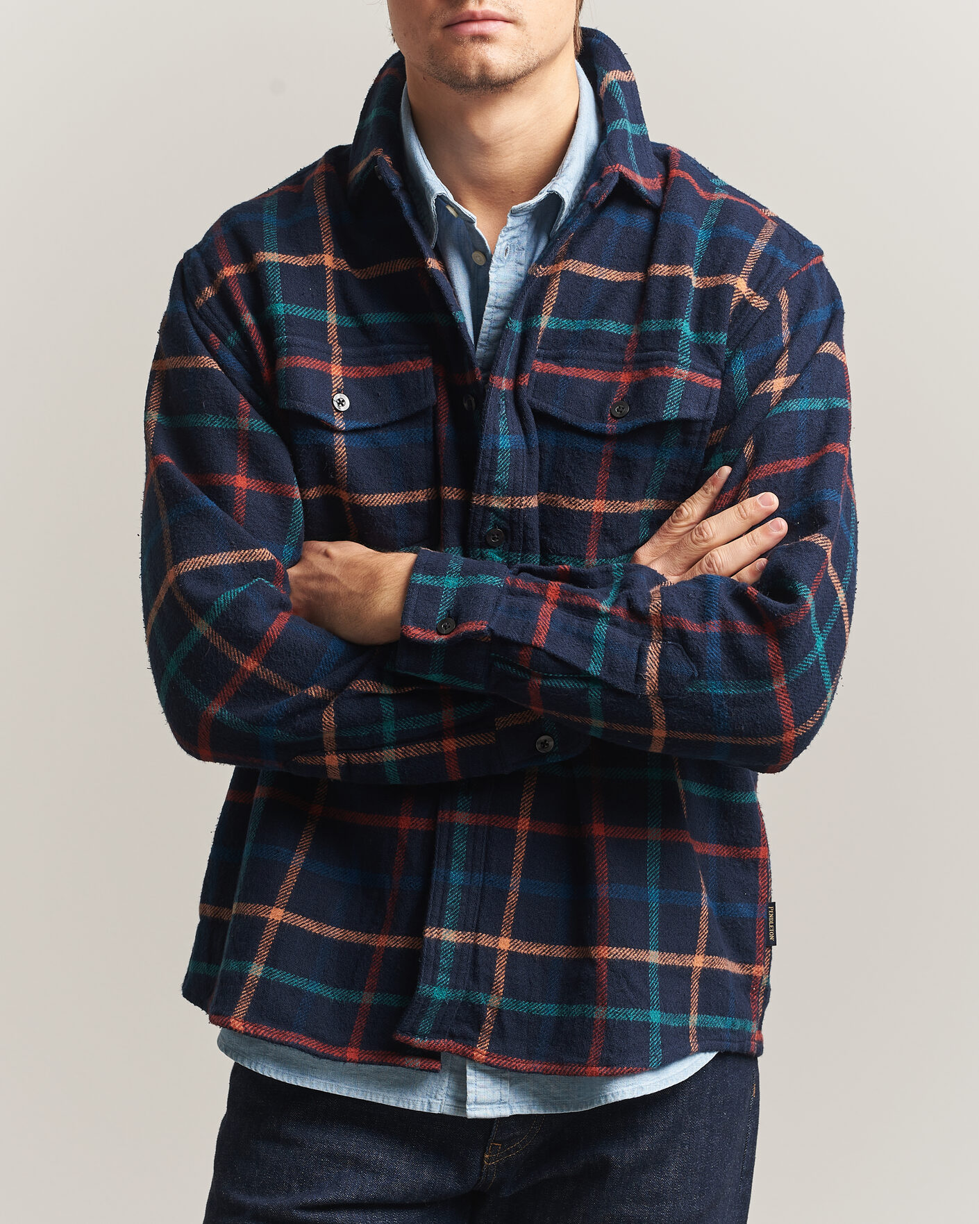 Herre | Skjorter | Pendleton | Big Pocket Shirt Dark Blue Check