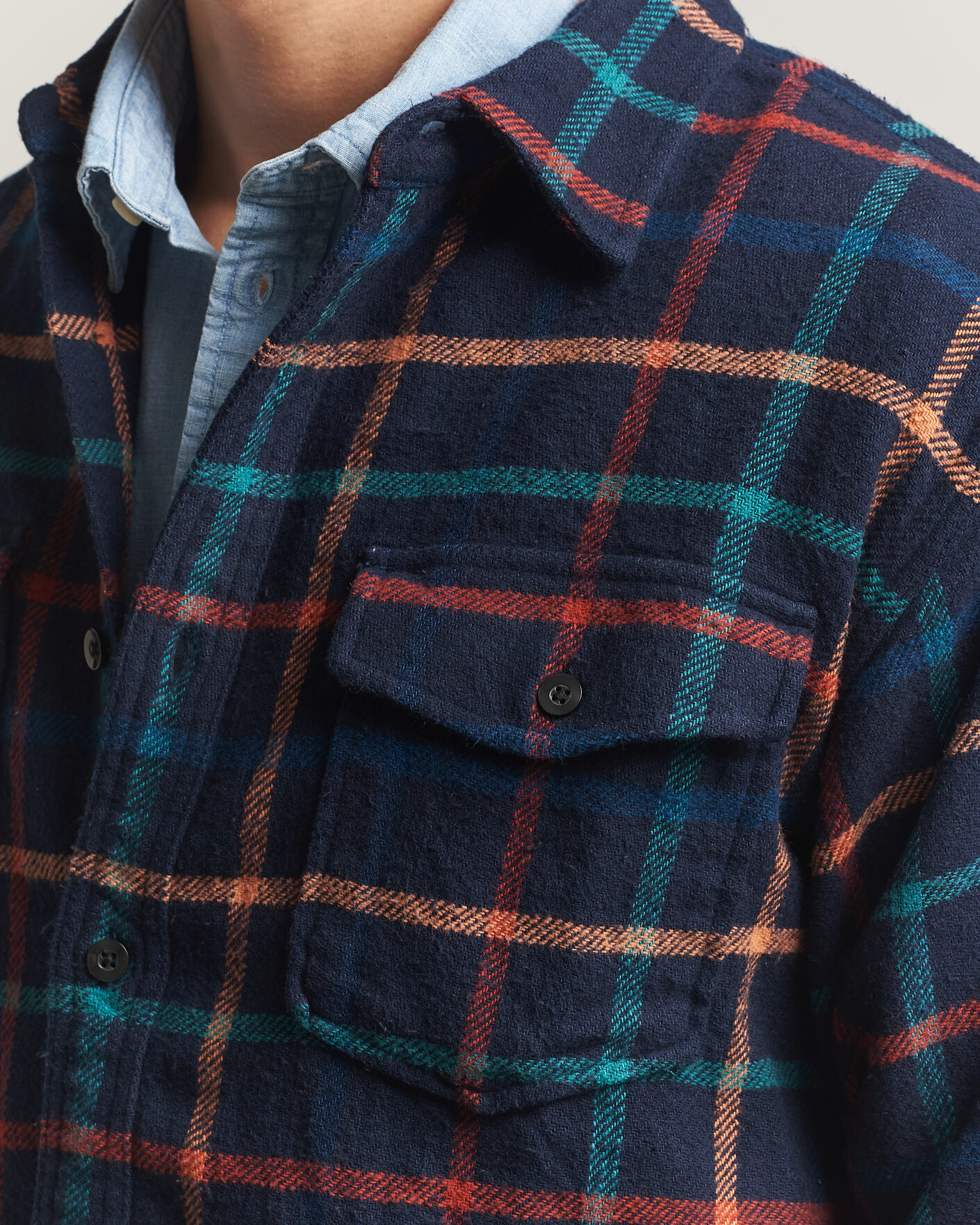 Herre | Skjorter | Pendleton | Big Pocket Shirt Dark Blue Check