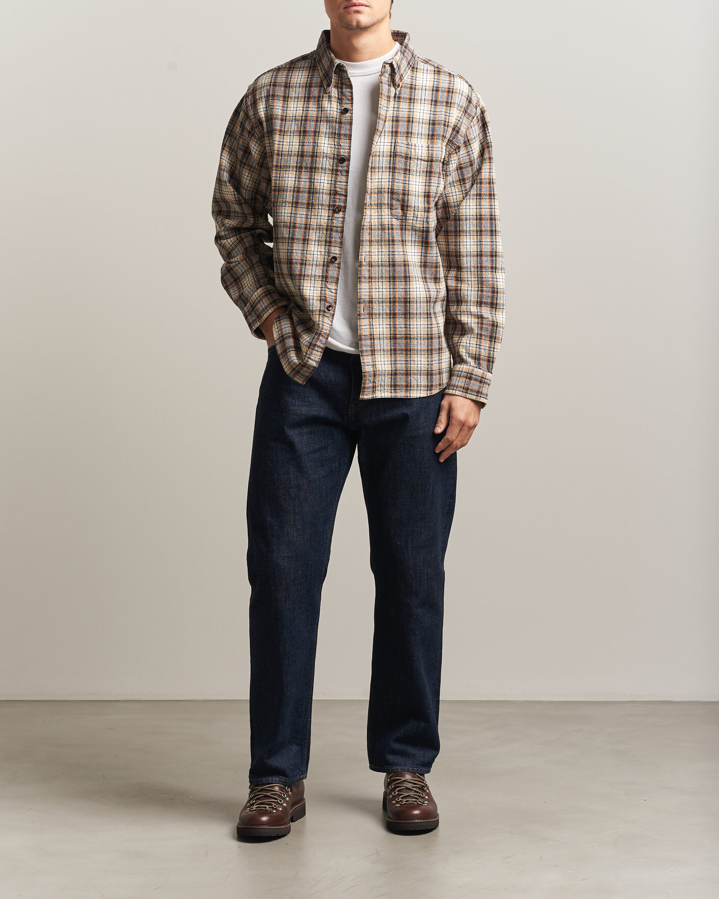Herre | Skjorter | Pendleton | Flannel Button Down Shirt Brown Check