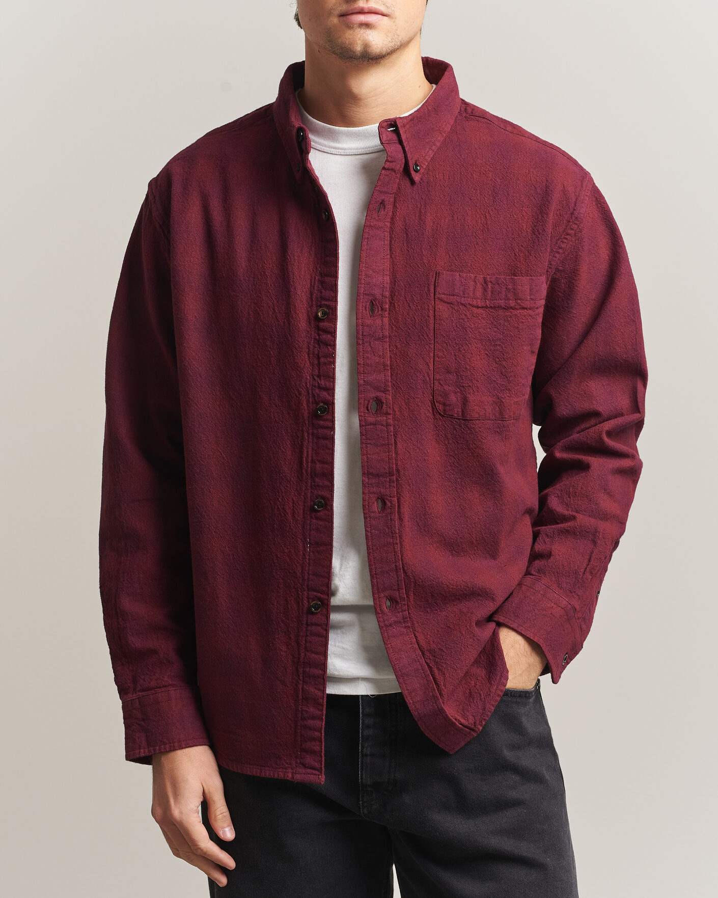 Herre | Skjorter | Pendleton | Flannel Button Down Shirt Maroon Plaid
