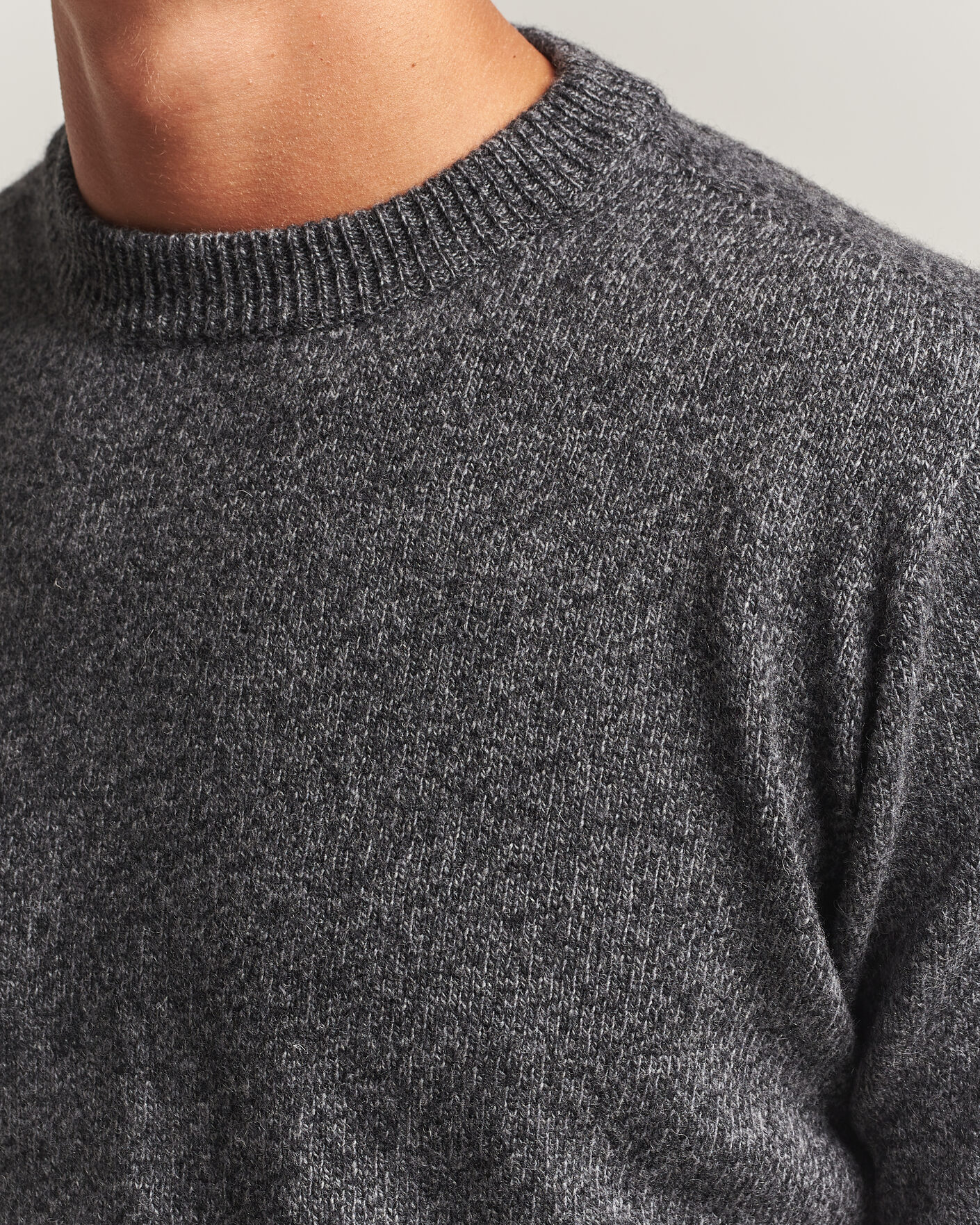 Herre | Gensere | Altea | Wool/Cashmere Crew Neck Pullover Charcoal Melange