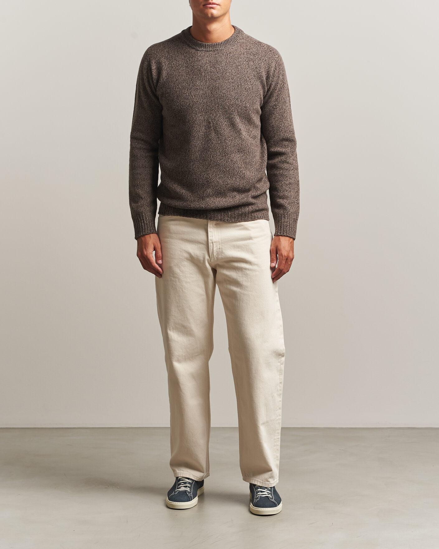 Herre | Gensere | Altea | Wool/Cashmere Crew Neck Pullover Brown Melange