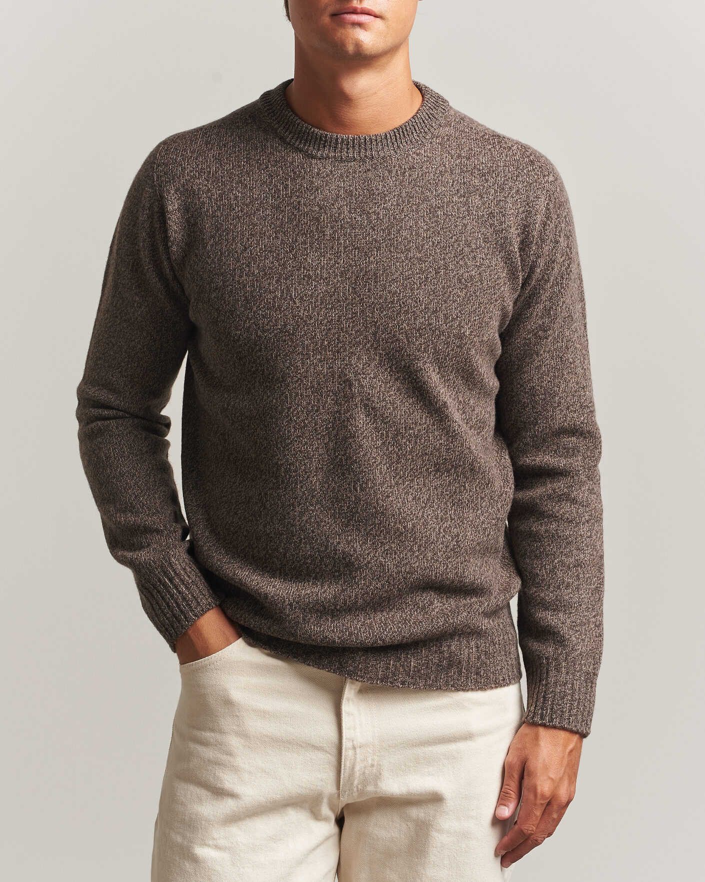 Herre | Gensere | Altea | Wool/Cashmere Crew Neck Pullover Brown Melange