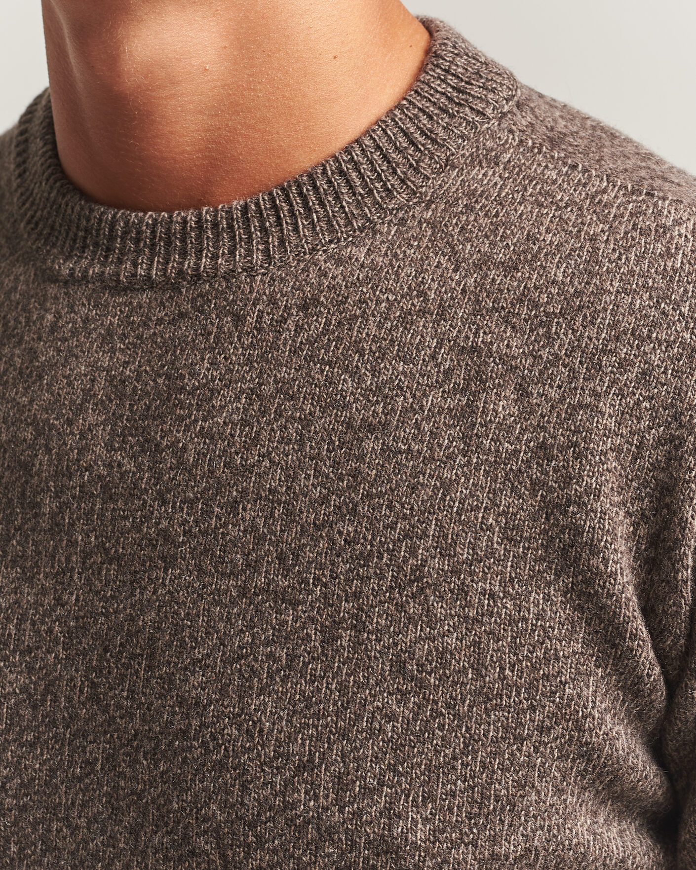 Herre | Gensere | Altea | Wool/Cashmere Crew Neck Pullover Brown Melange