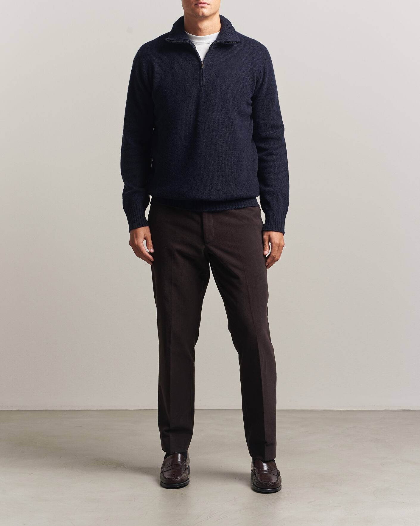 Herre | Gensere | Altea | Wool/Cashmere Half Zip Navy