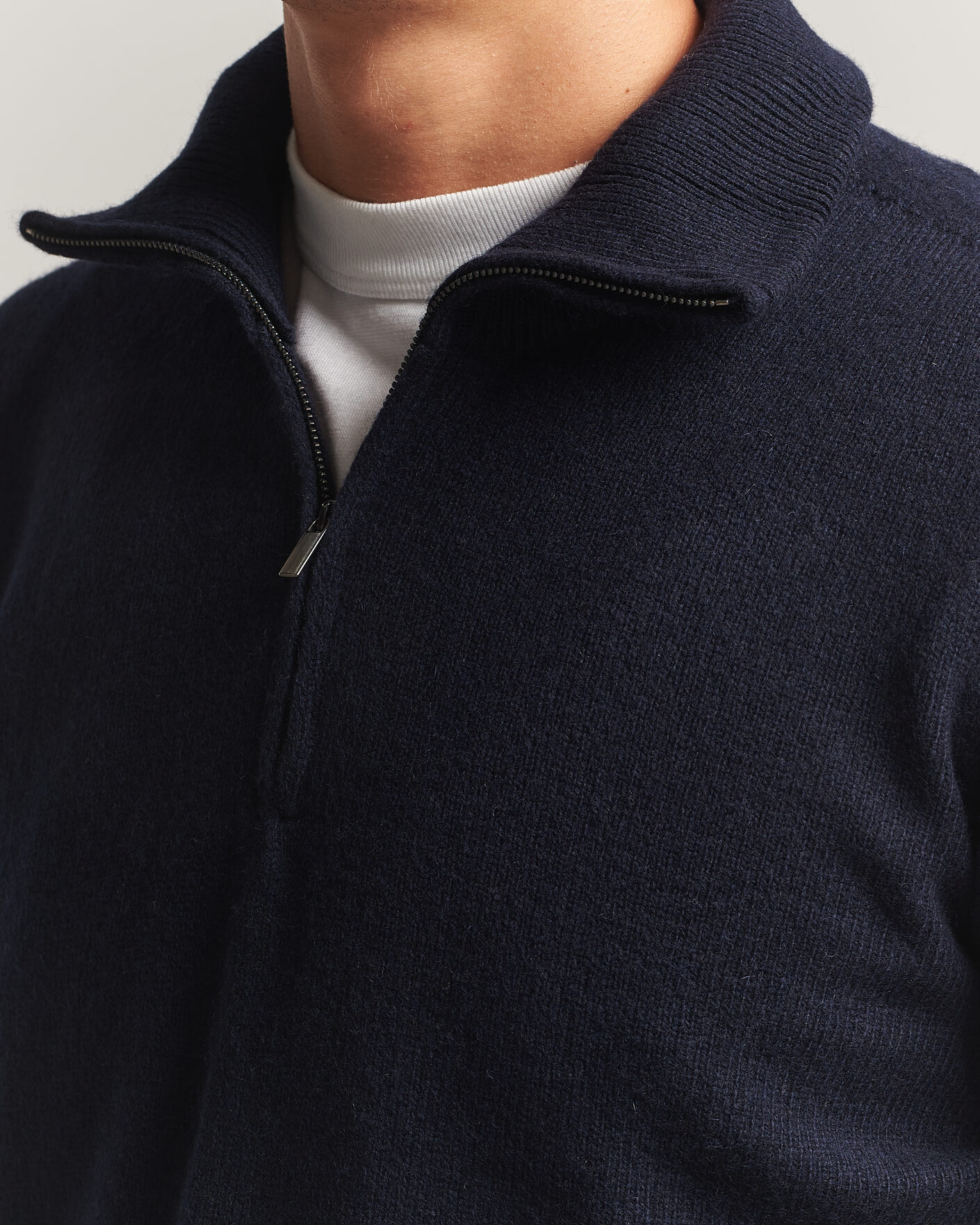 Herre | Gensere | Altea | Wool/Cashmere Half Zip Navy