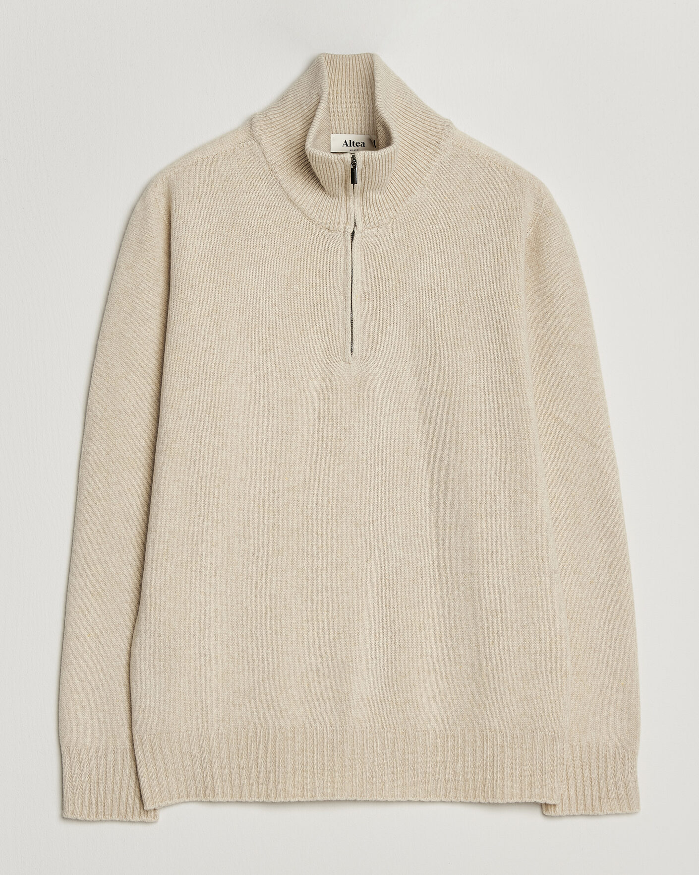 Herre | Gensere | Altea | Wool/Cashmere Half Zip Beige