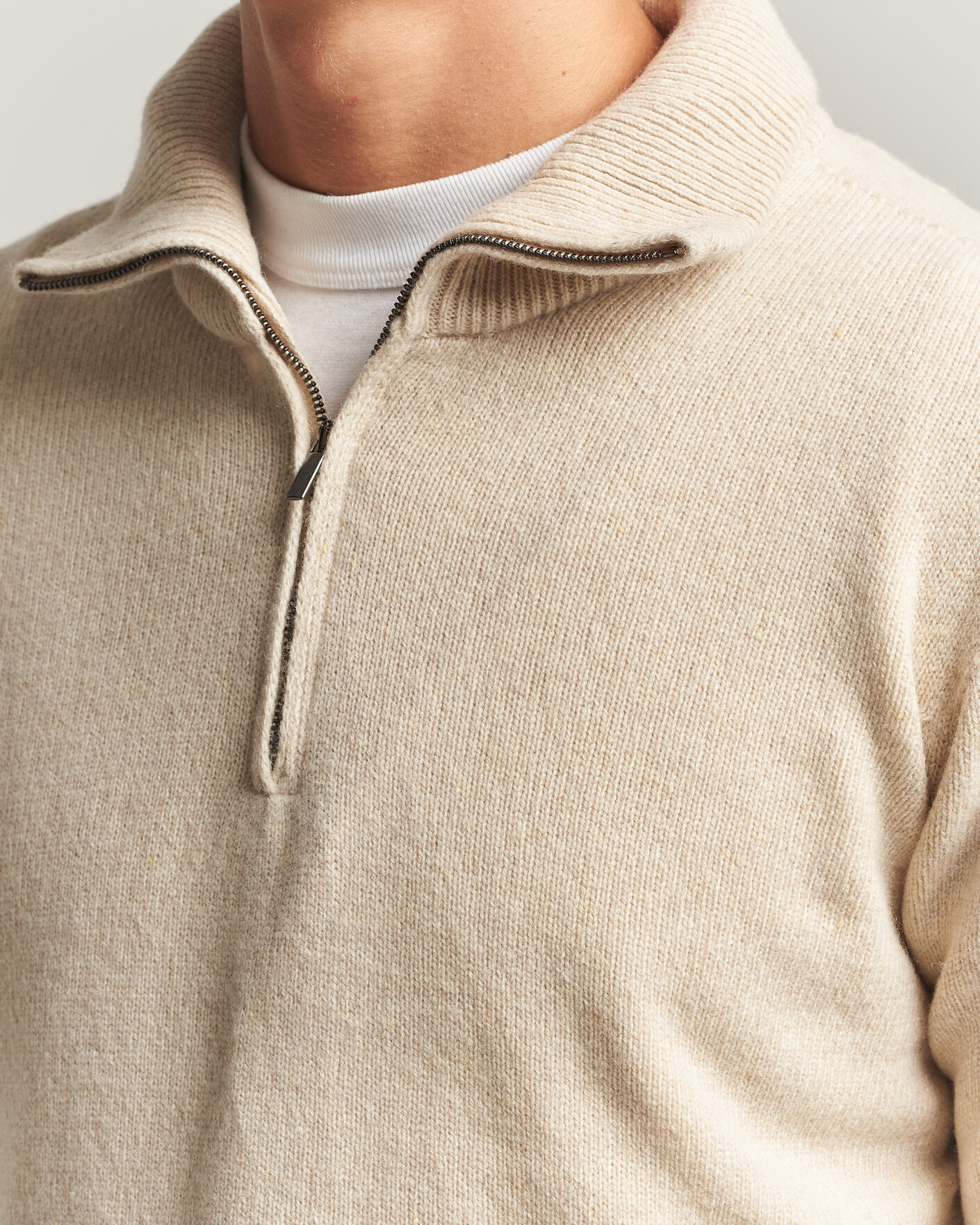 Herre | Gensere | Altea | Wool/Cashmere Half Zip Beige
