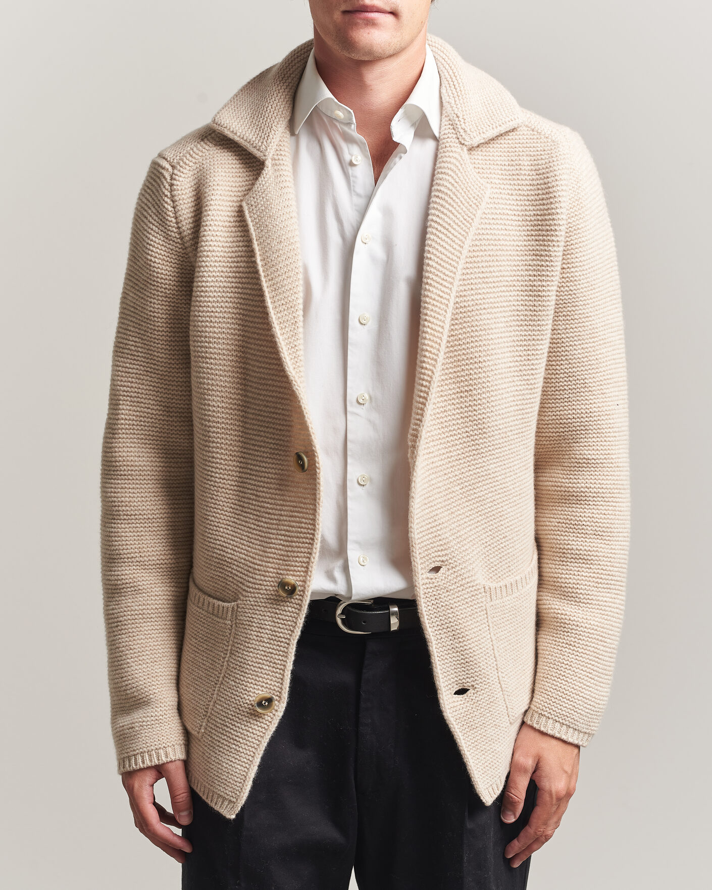 Herre | Gensere | Altea | Wool Cardigan Jacket Beige