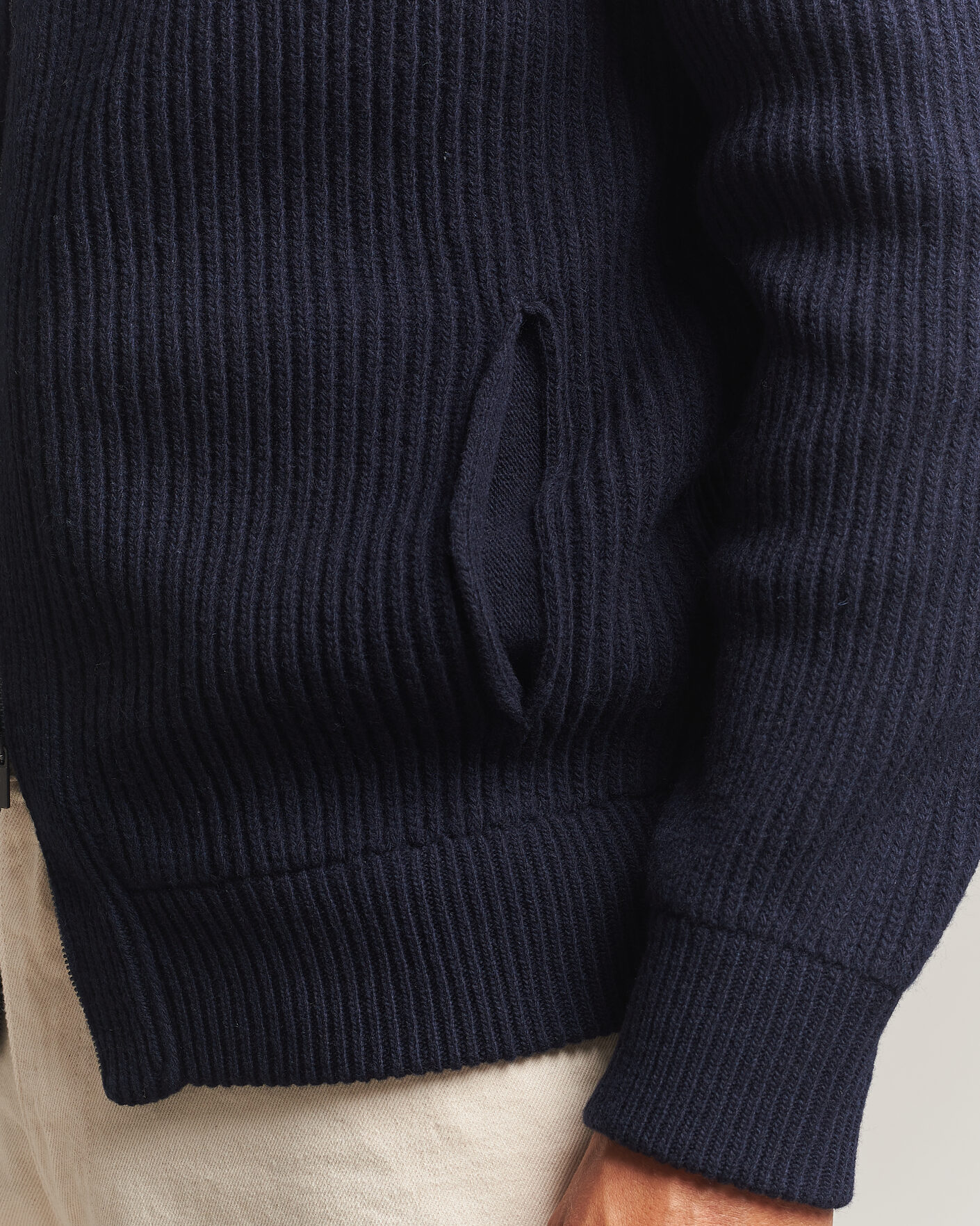Herre | Gensere | Altea | Rib Wool Bomber Cardigan Navy