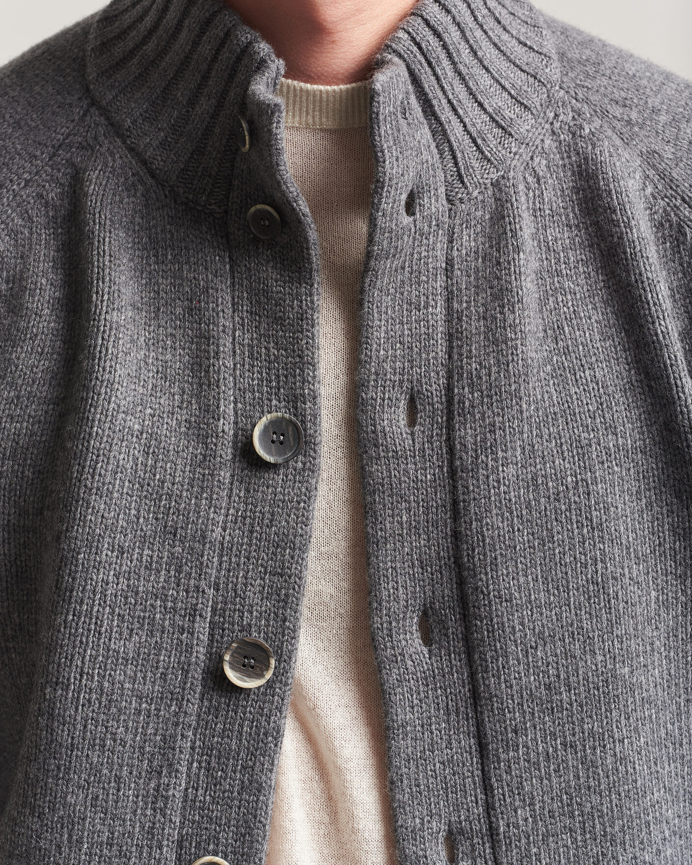 Herre | Gensere | Altea | Raglan Sleeve Buttoned Cardigan Grey Melange