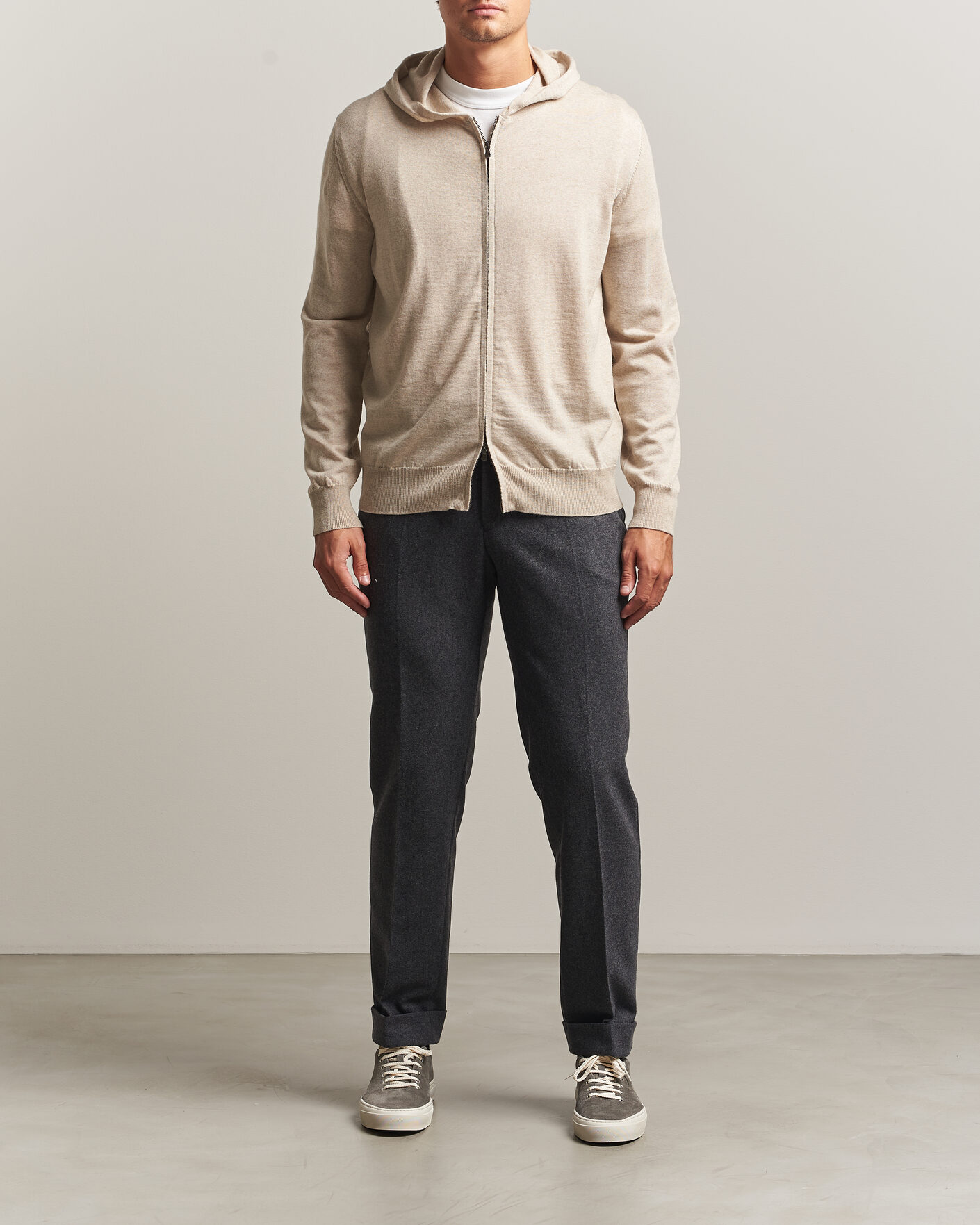 Herre | Gensere | Altea | Merino Wool Cardigan Beige