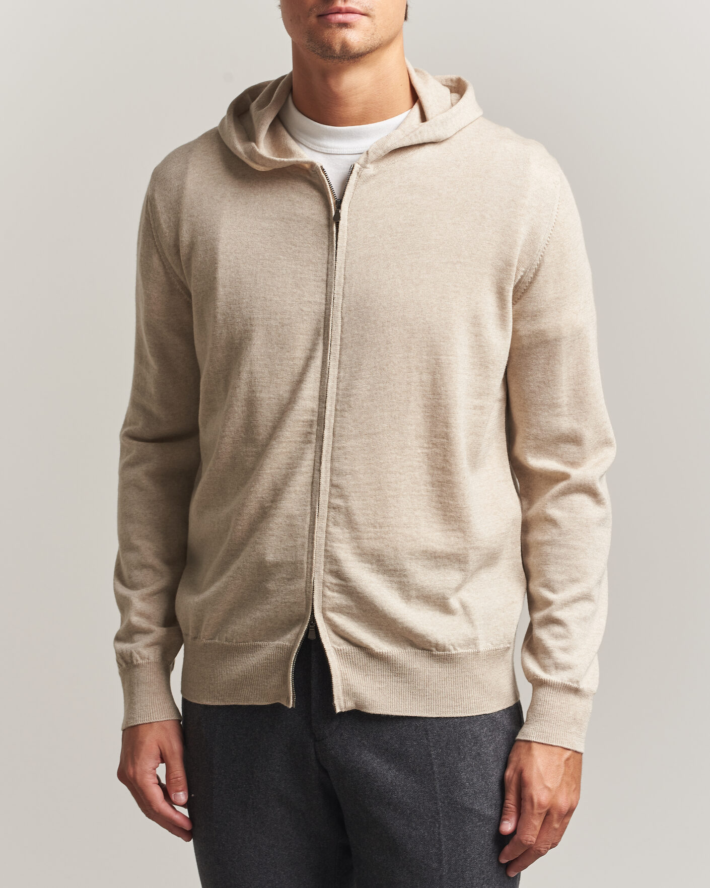 Herre | Gensere | Altea | Merino Wool Cardigan Beige
