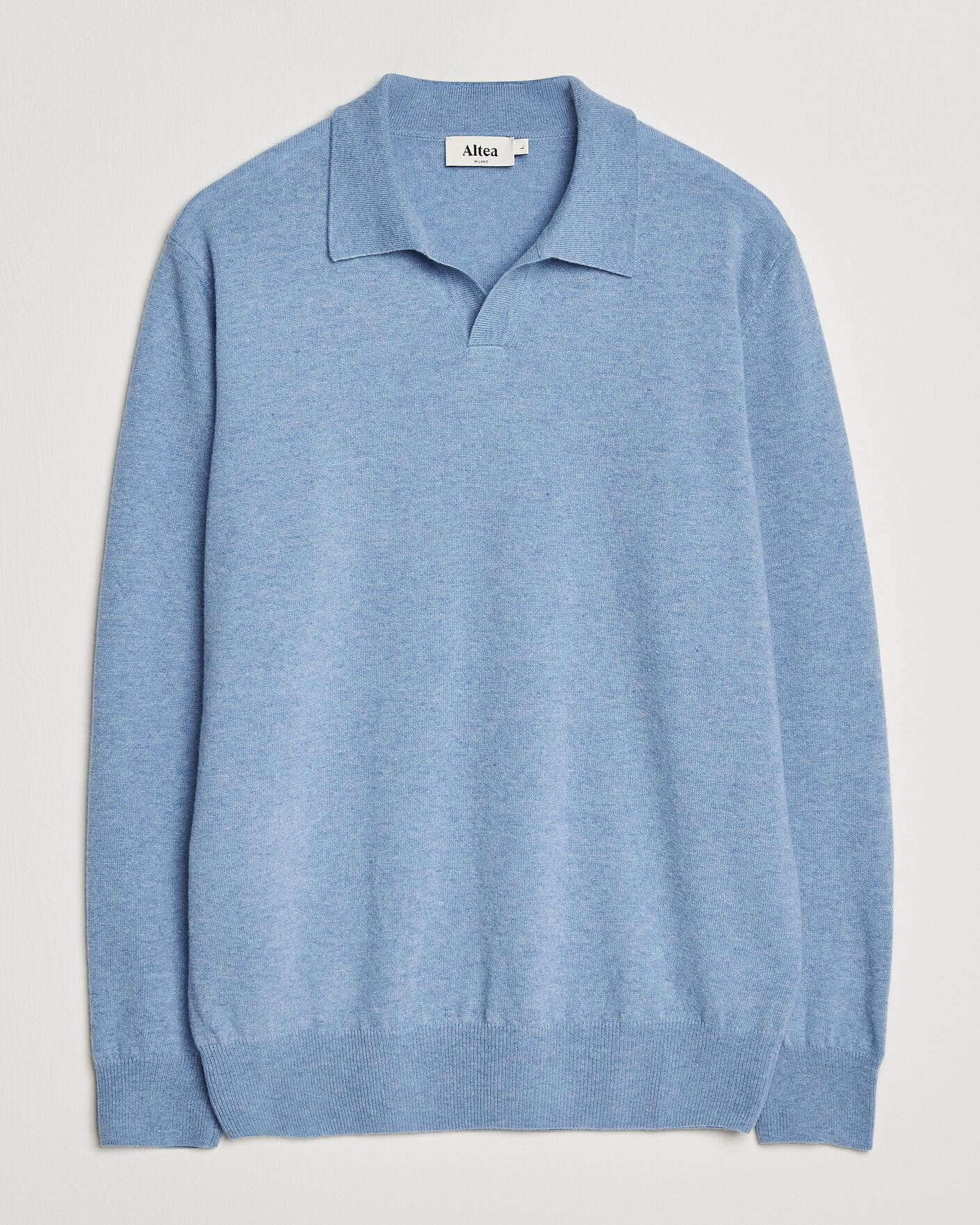 Herre | Gensere | Altea | Long Sleeve Knitted Polo Sky Blue