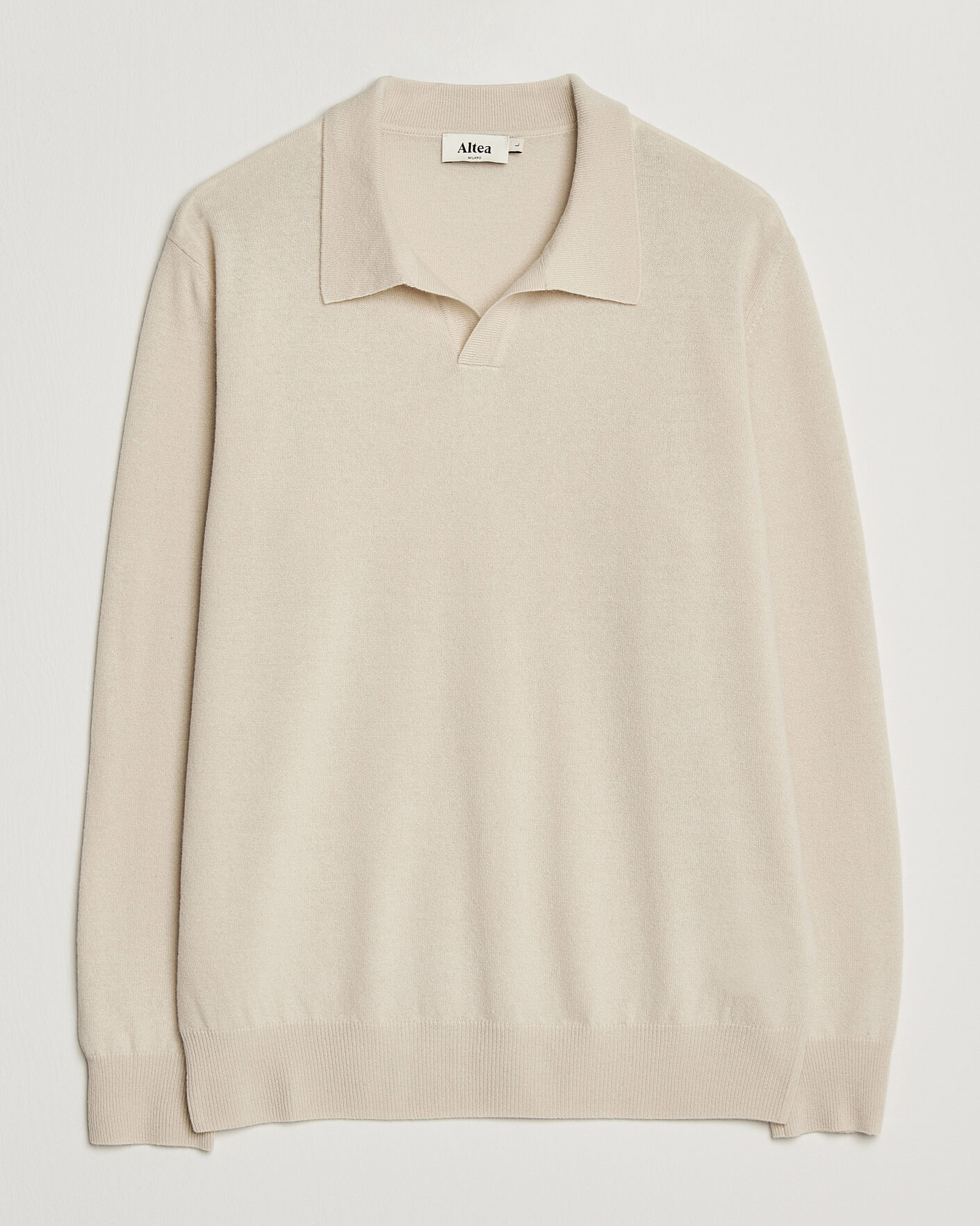 Herre | Gensere | Altea | Long Sleeve Knitted Polo Beige