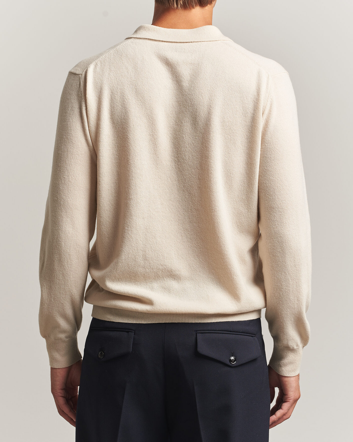 Herre | Gensere | Altea | Long Sleeve Knitted Polo Beige