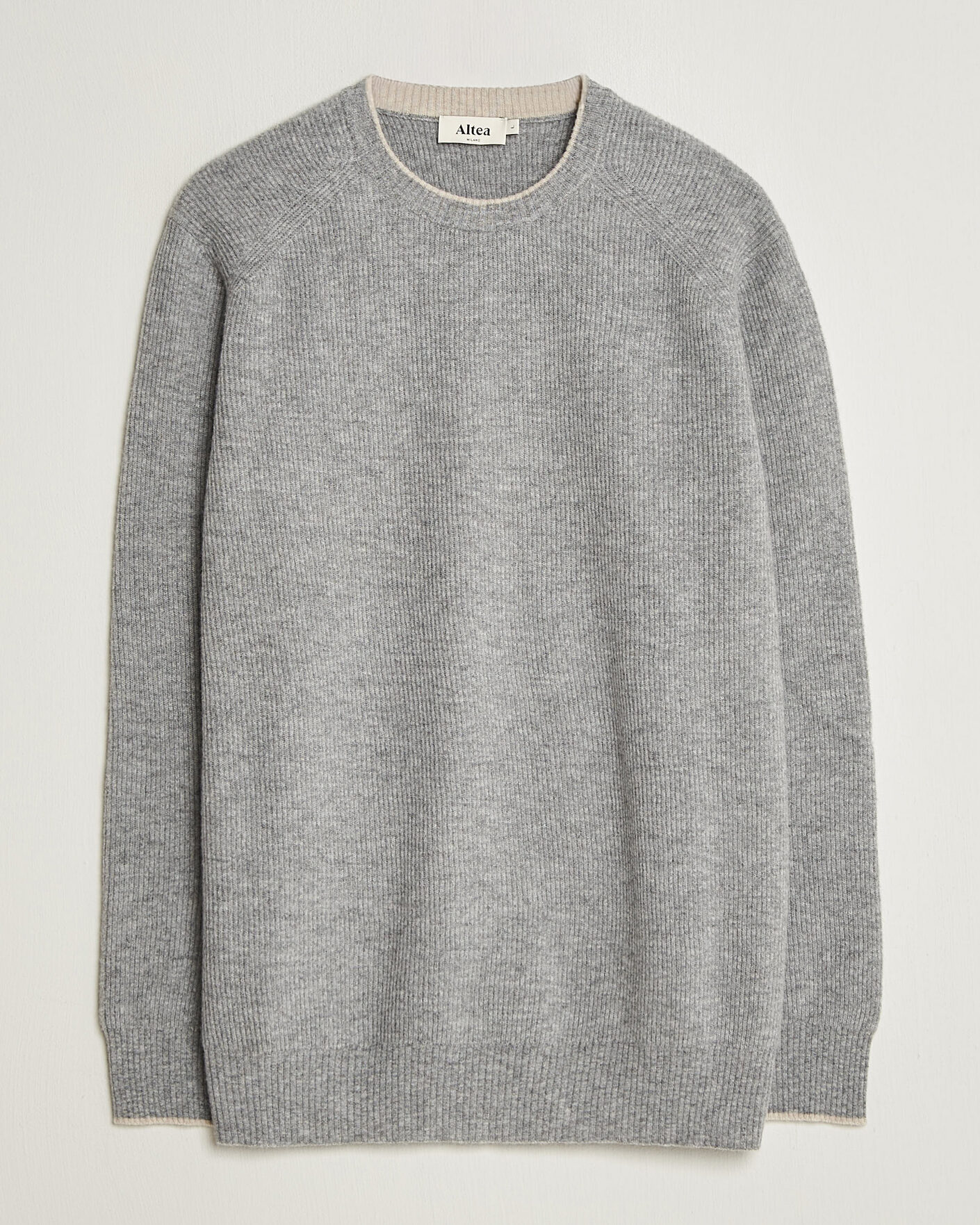 Herre | Gensere | Altea | Rib Wool Raglan Sweater Light Grey